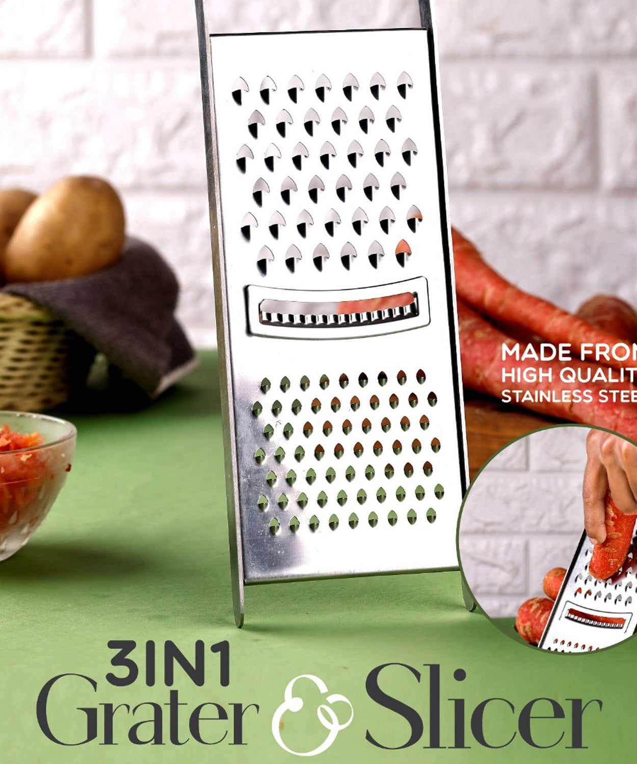 Apex Stainless Steel Grater & Slicer (3 in 1)