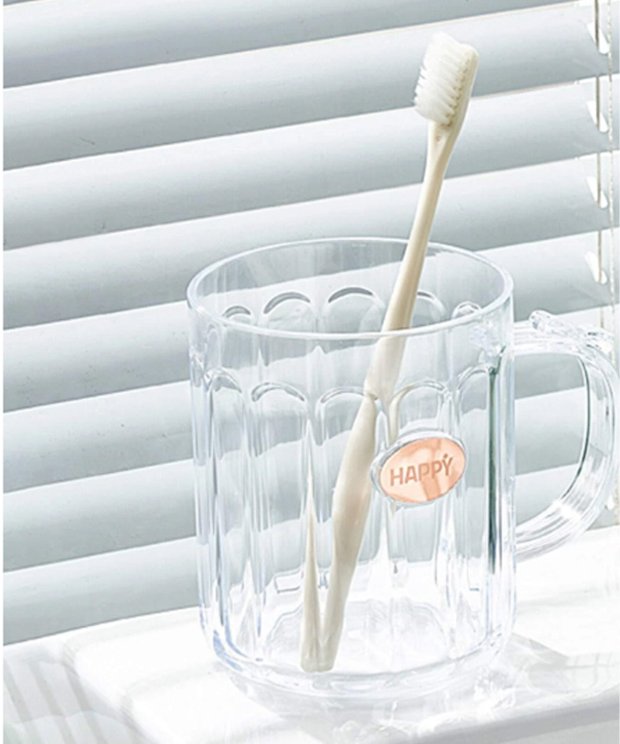 Multi-Purpose Plastic Cup, Toothpaste Holder Bathroom Cup Bathroom Cup With Slot Handle Mug Environmental Friendly Festival for Outdoor for Household  Gift For Anniversary and Birthday, (1 Pc)