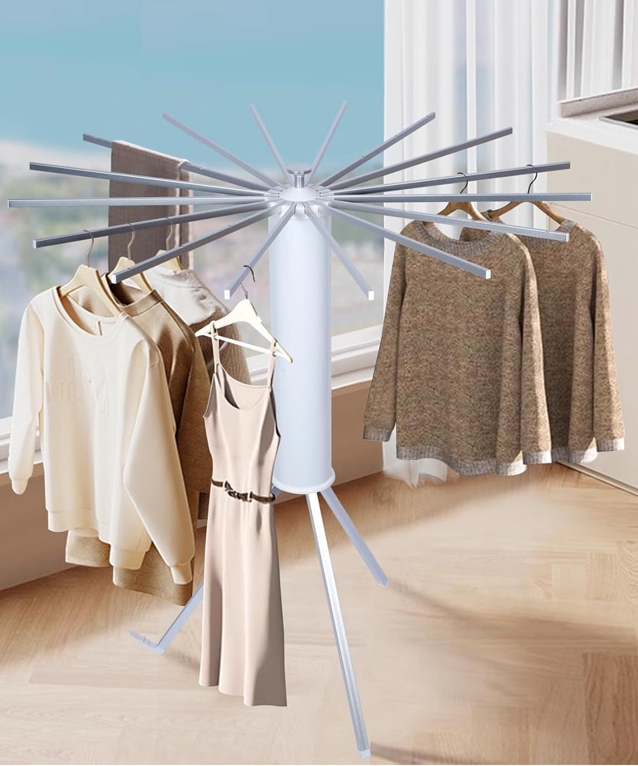 Foldable Rotary Clothes Drying Rack Stand (1 Pc)