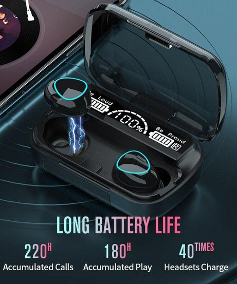 Bluetooth earbuds on desk