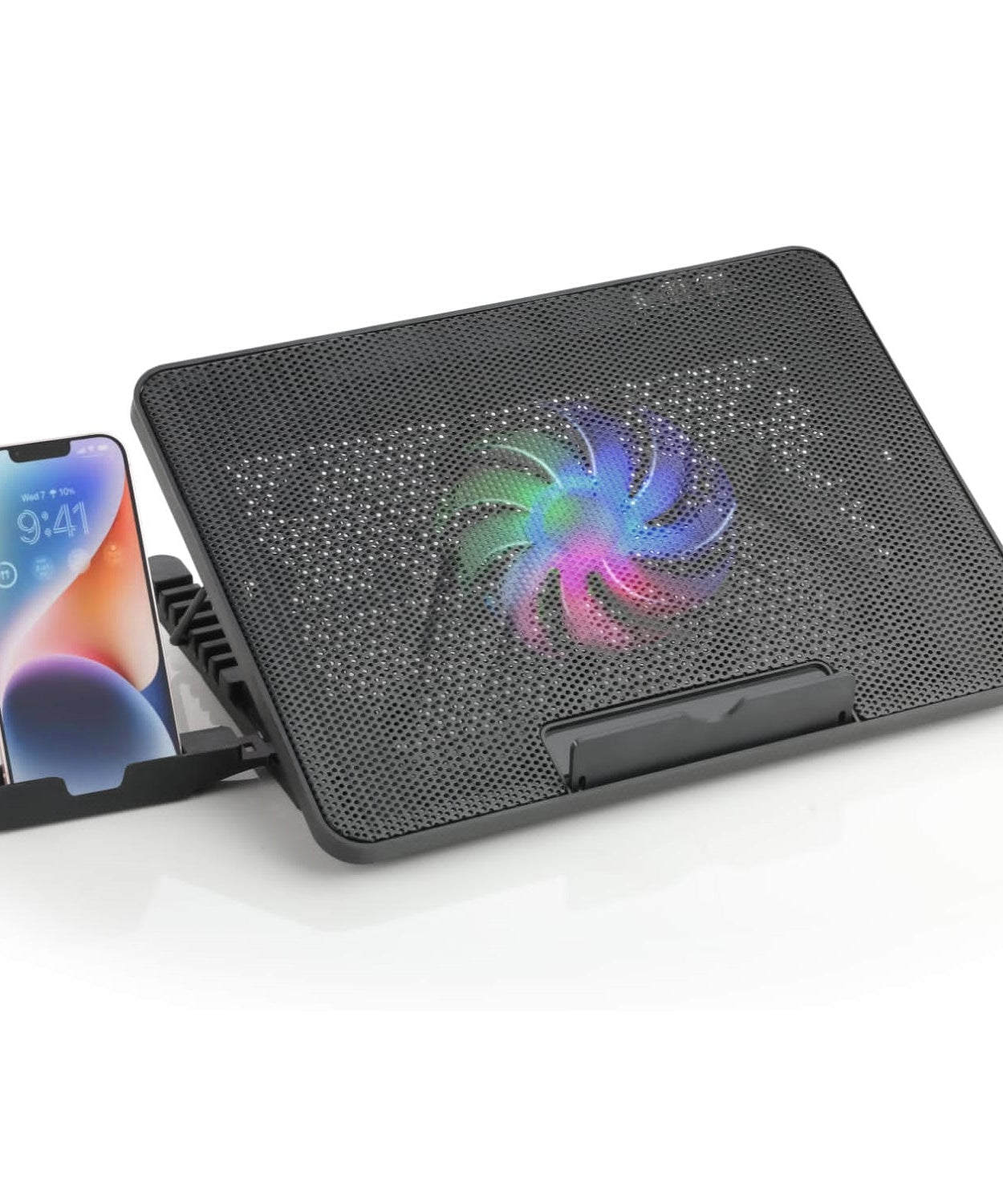 Laptop Cooler Cooling Pad with 2 Quiet Led Fans, Dual USB Ports, Portable Ultra Slim USB Powered 7 Heights Adjustable Laptop Stand for Gaming Laptop