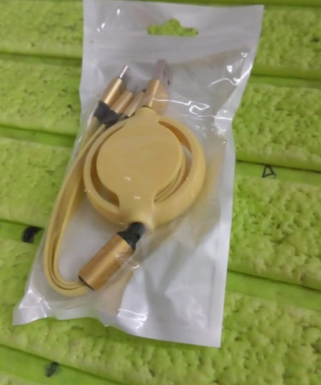 3 in 1 Retractable Charger Charging Cable (1 Pc / Mix Color)