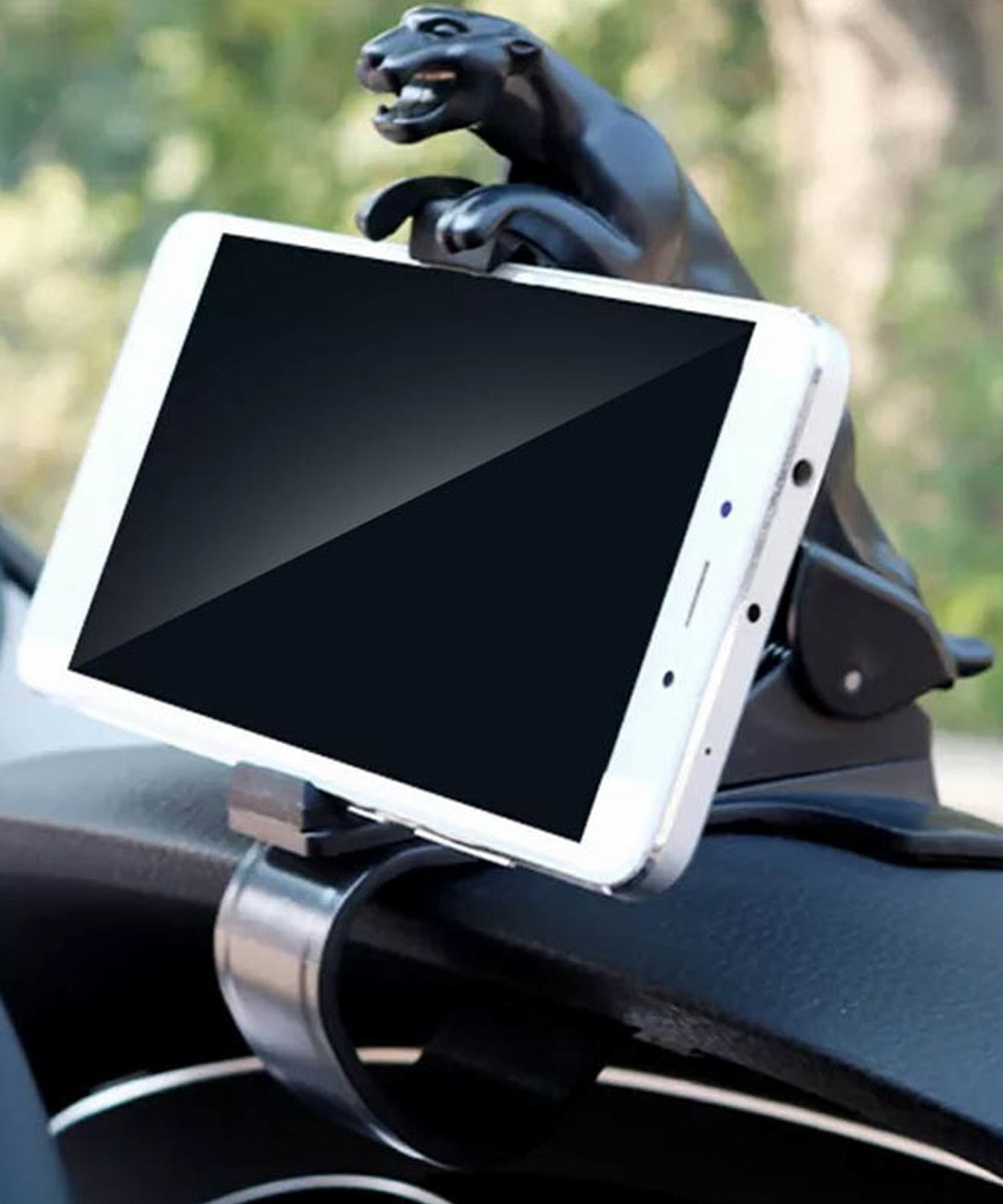 Jaguar-shaped phone clip for car use