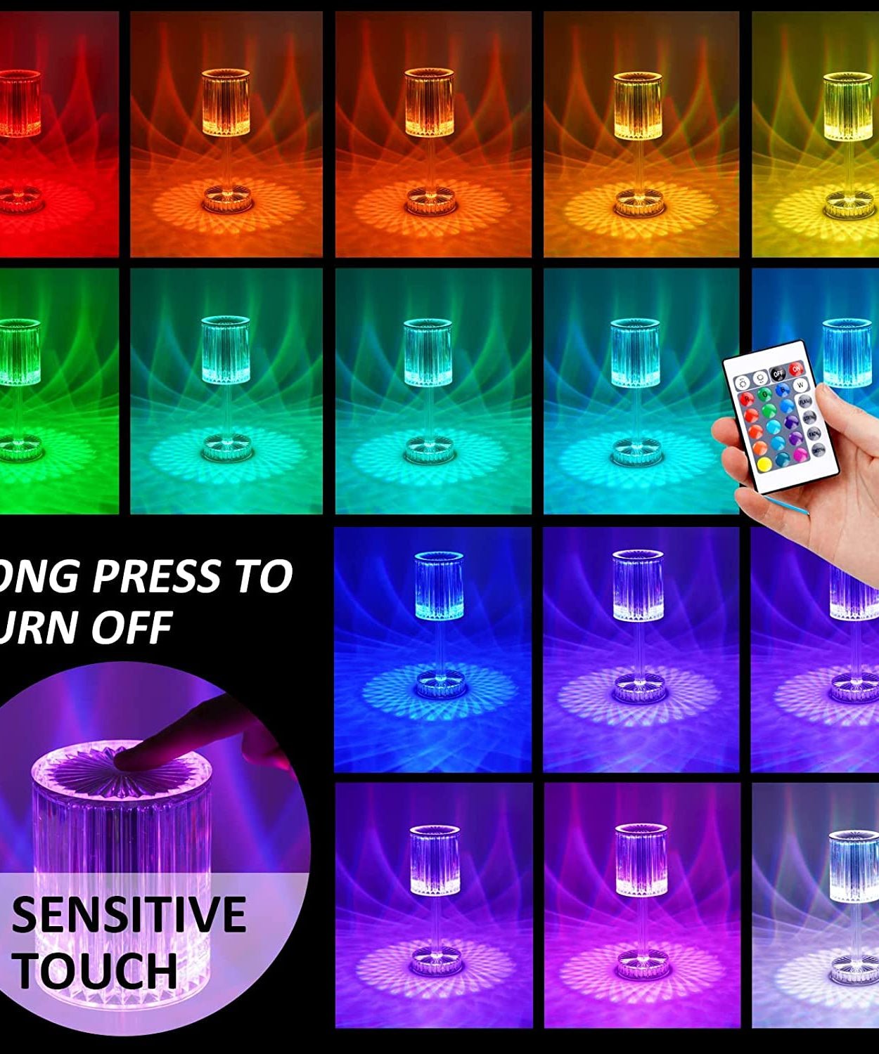 Touch control crystal lamp with USB cable