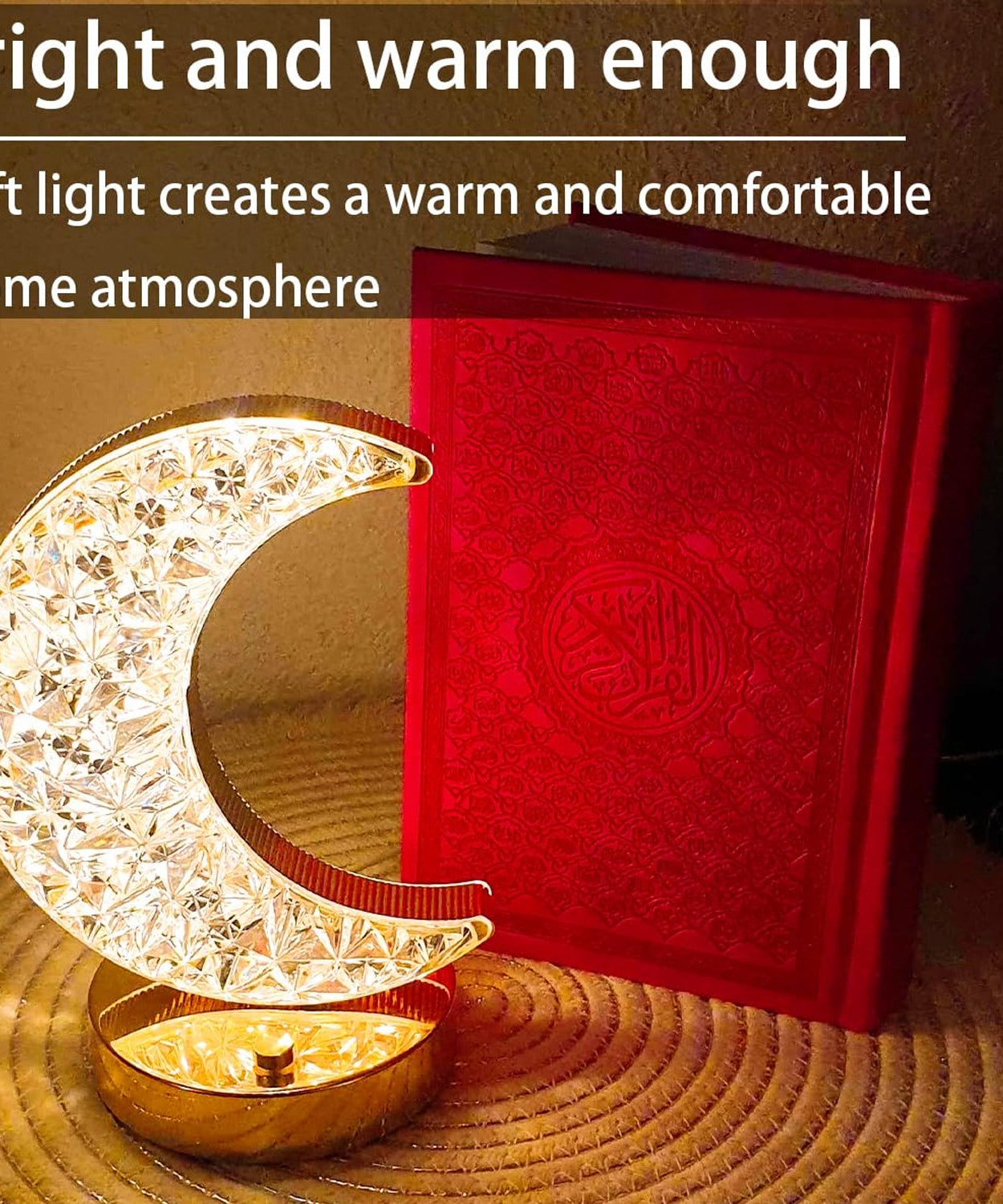 Crystal Table Lamp | Moon Shape Touch Control Lamp with 3 Color | Metal Bedside Lamp for Kids Bedroom Romantic Desktop Nightstand | Stepless Dimming USB Charging Touch Night Light