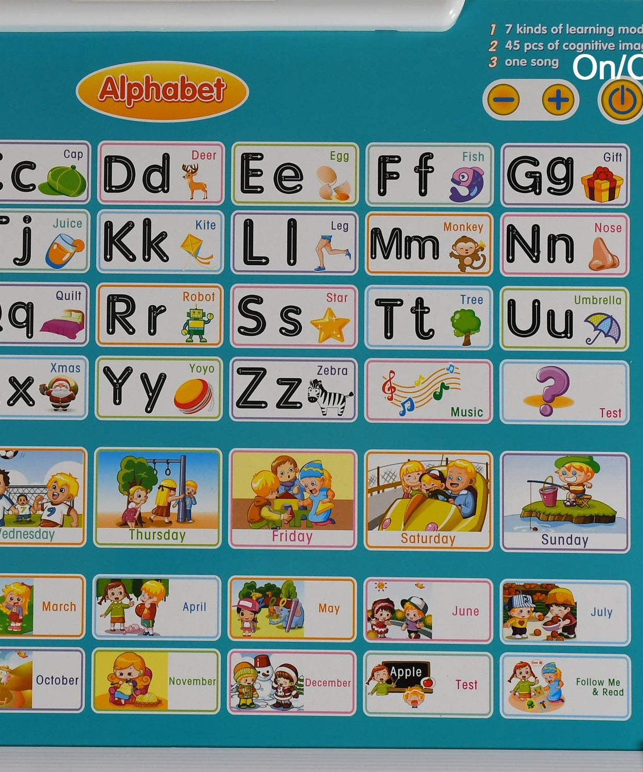 Educational toy board with musical and drawing features