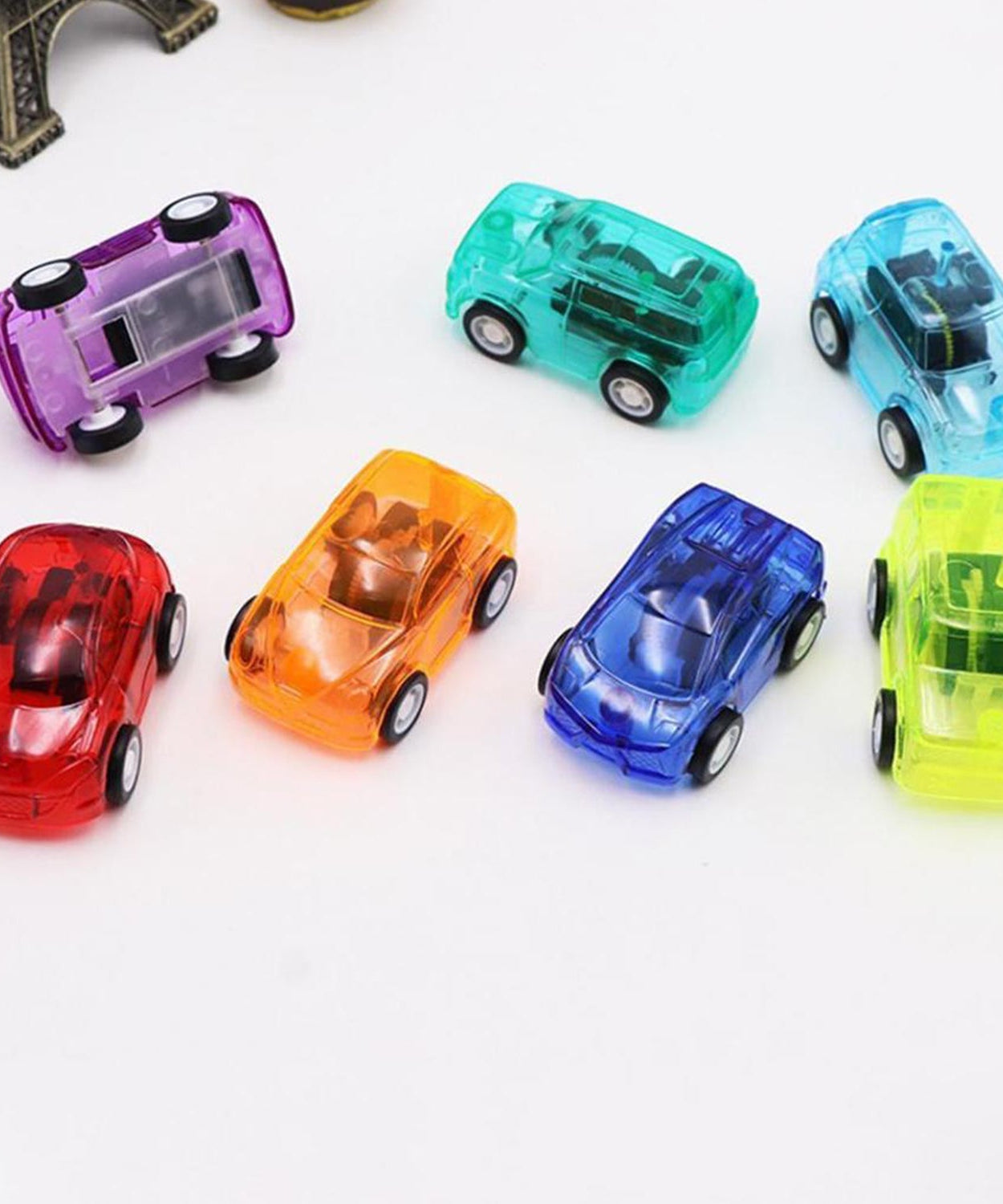 Compact pull back toy car for entertainment.