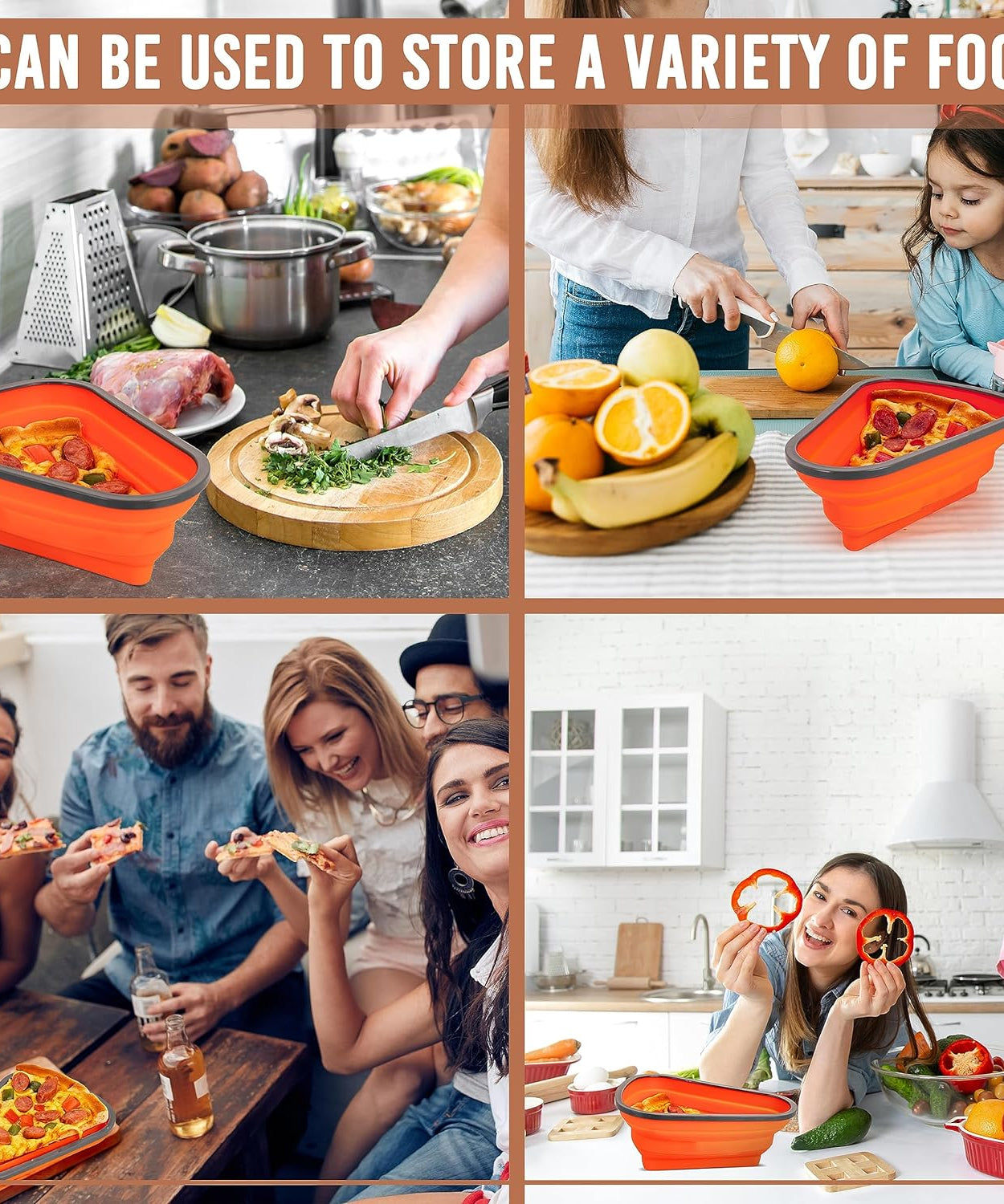 Reusable Expandable Pizza Storage Container with 5 Microwavable Trays – Adjustable for Home & Outdoor Use