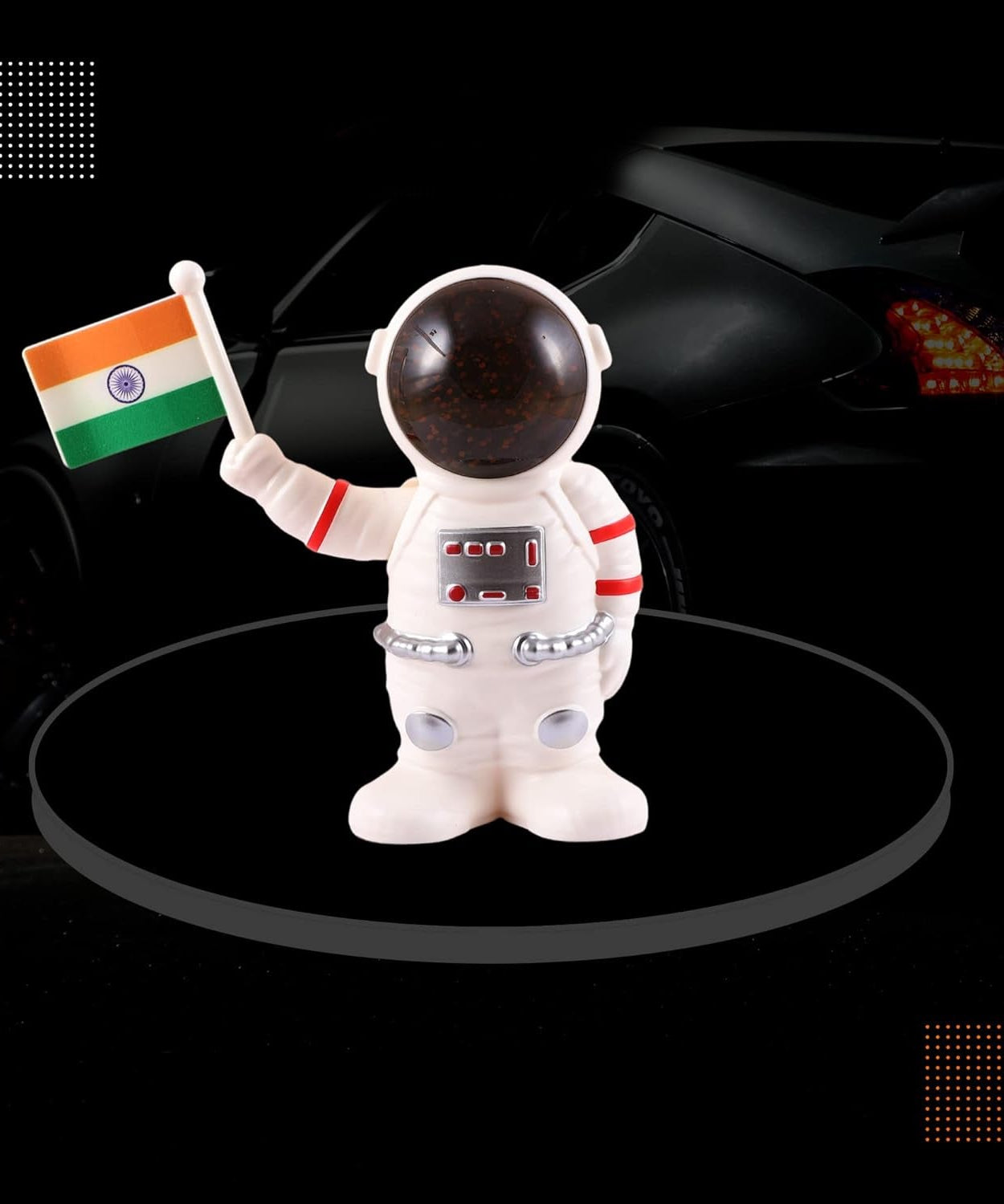 Solar Power Astronaut Ornament Moving Hand with Indian Flag (1 Pc)