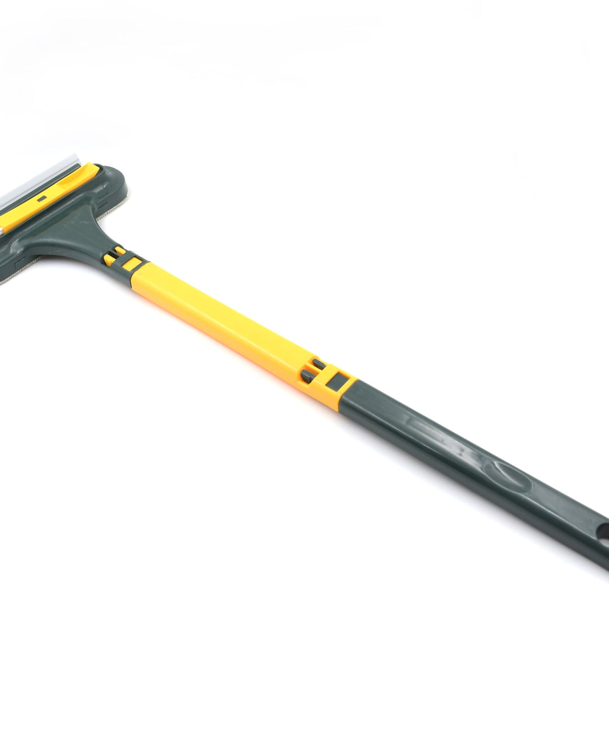 Portable window brush with squeegee, perfect for cleaning small windows and mesh screens.