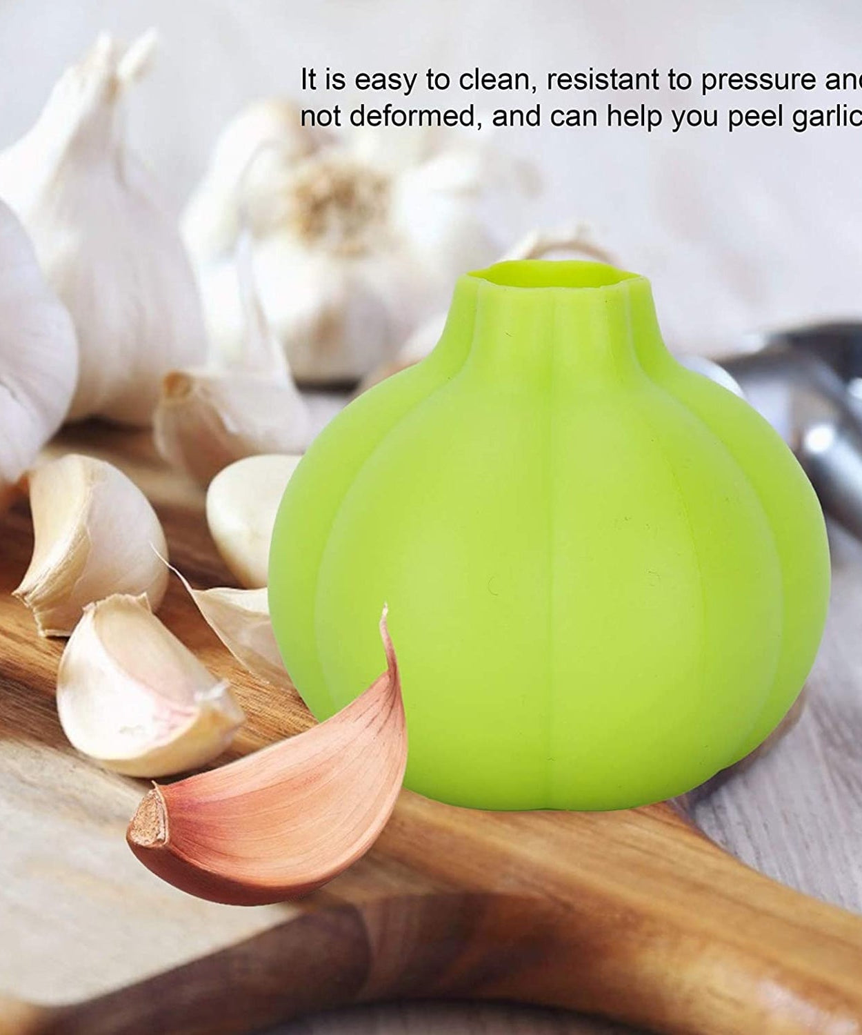 Simple silicone tool for peeling garlic and ginger.