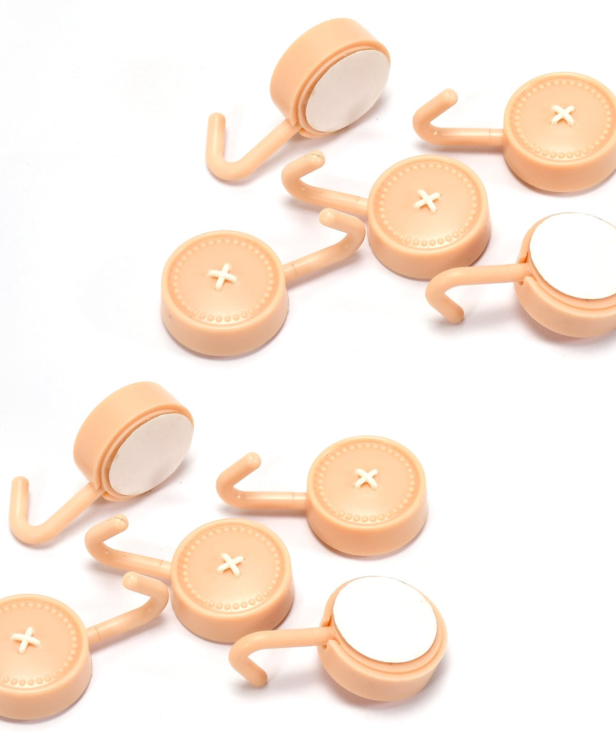 Small wall hooks with adhesive backing