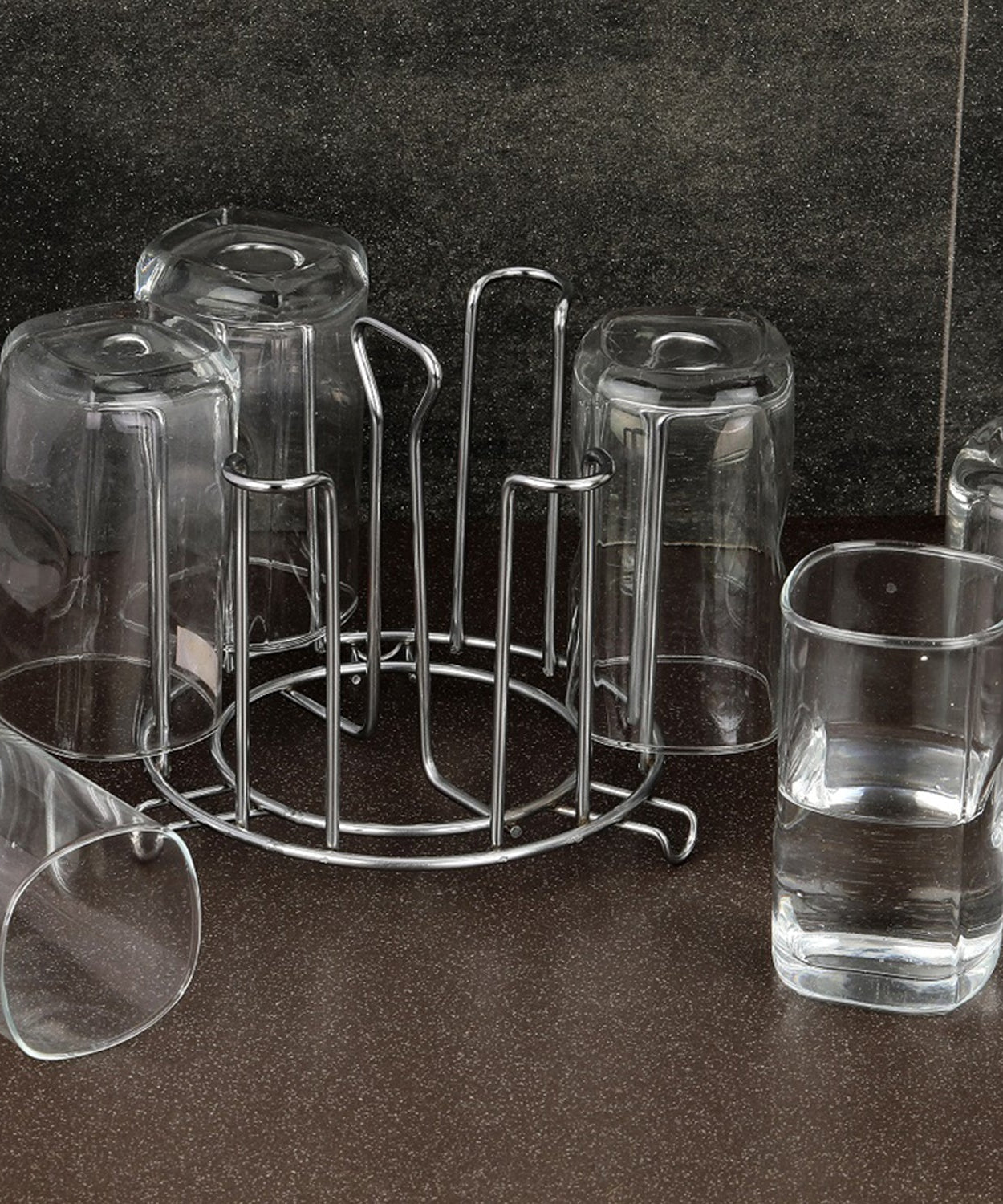 Stainless steel stand for storing glassware