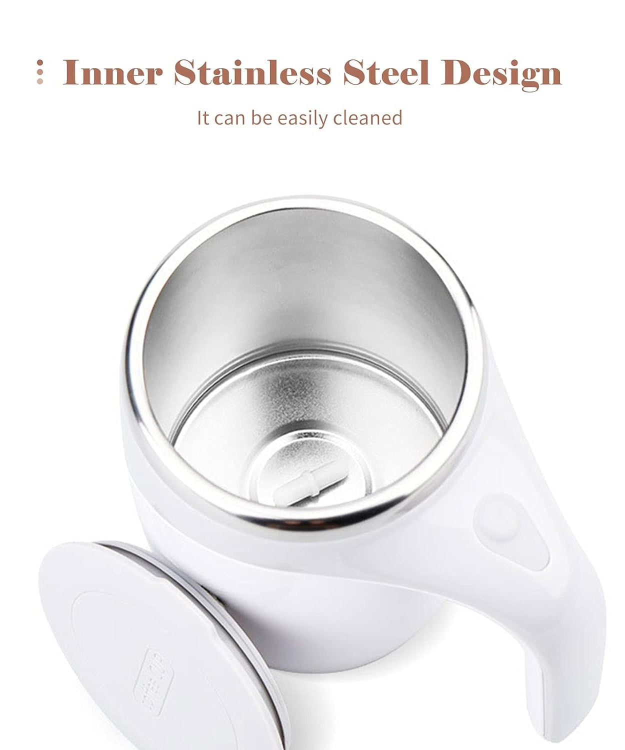 Stirring Coffee Mug | Magnetic Stirring Coffee Cup | Stainless Steel Mug for Milk | Travel Mixing Cup | Self Stirring Coffee Mug, Suitable for Coffee / Milk / Hot Chocolat | Battery Operated ( Battery Not Included)