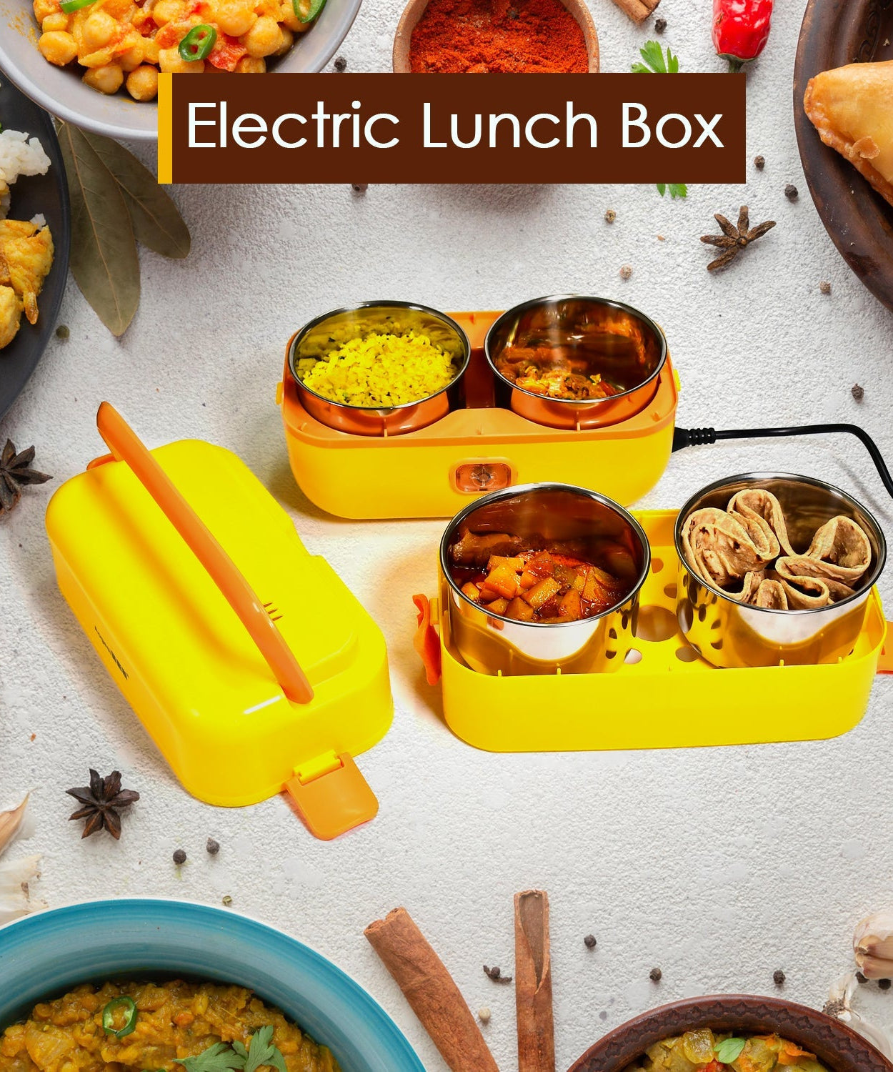 Portable electric lunch box with stainless steel containers