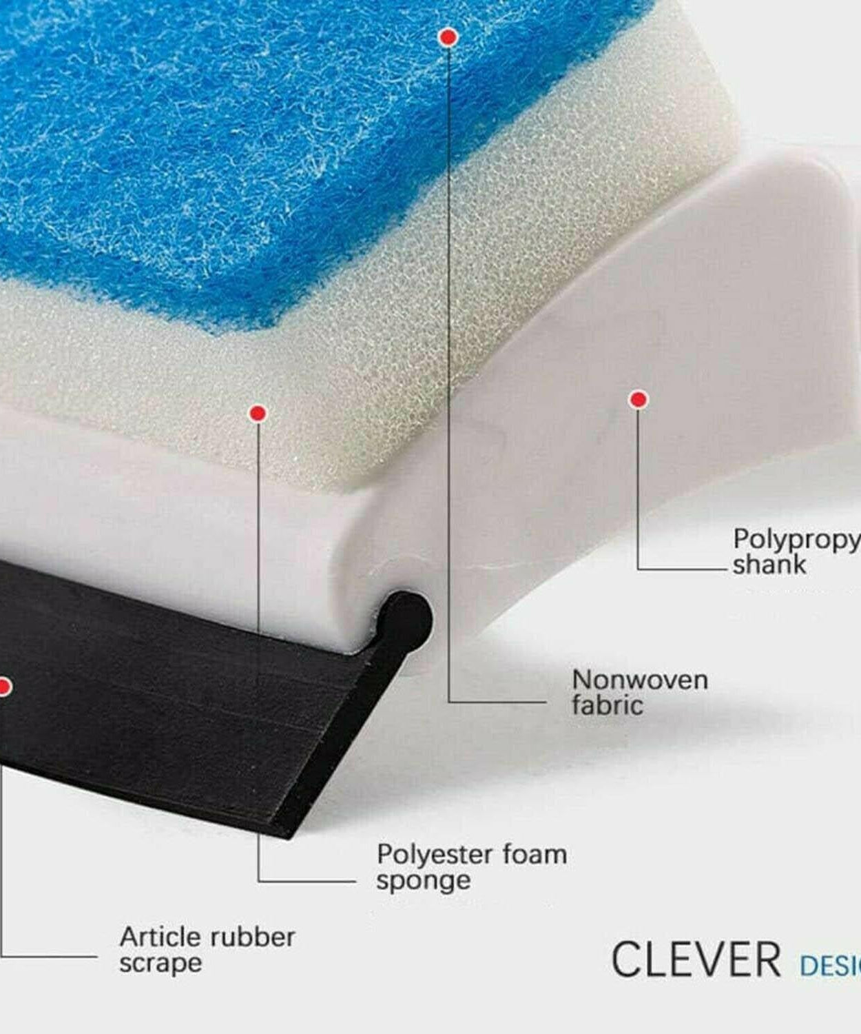Double-sided glass wiper with cleaning brush for bathroom tiles