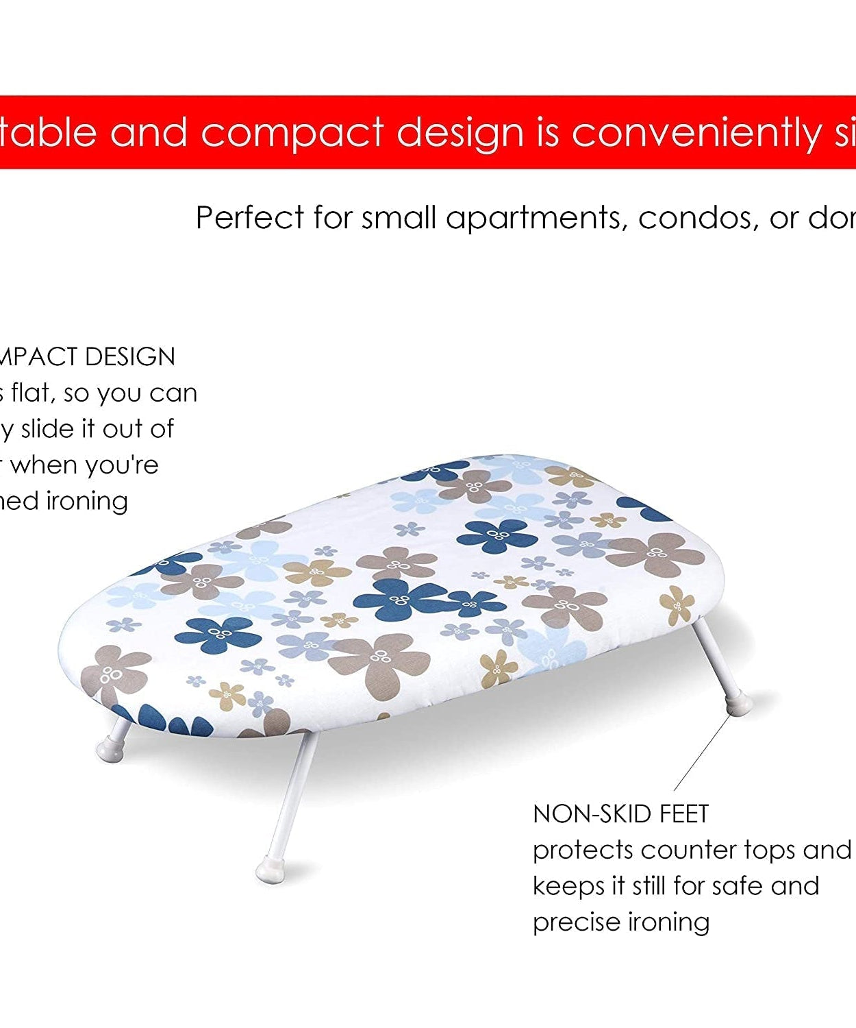 Portable ironing pad for quick ironing and easy storage in any setting.