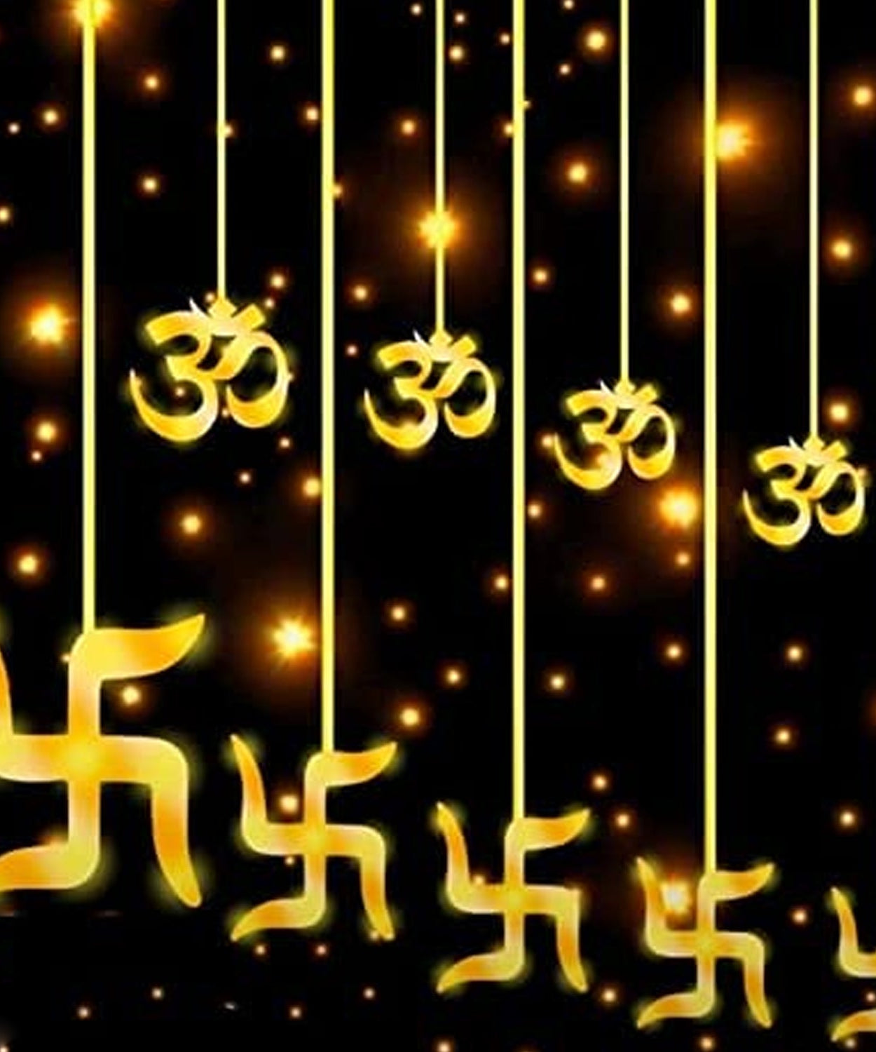 String lights with Swastik and Om motifs, ideal for Diwali and festive decorations.