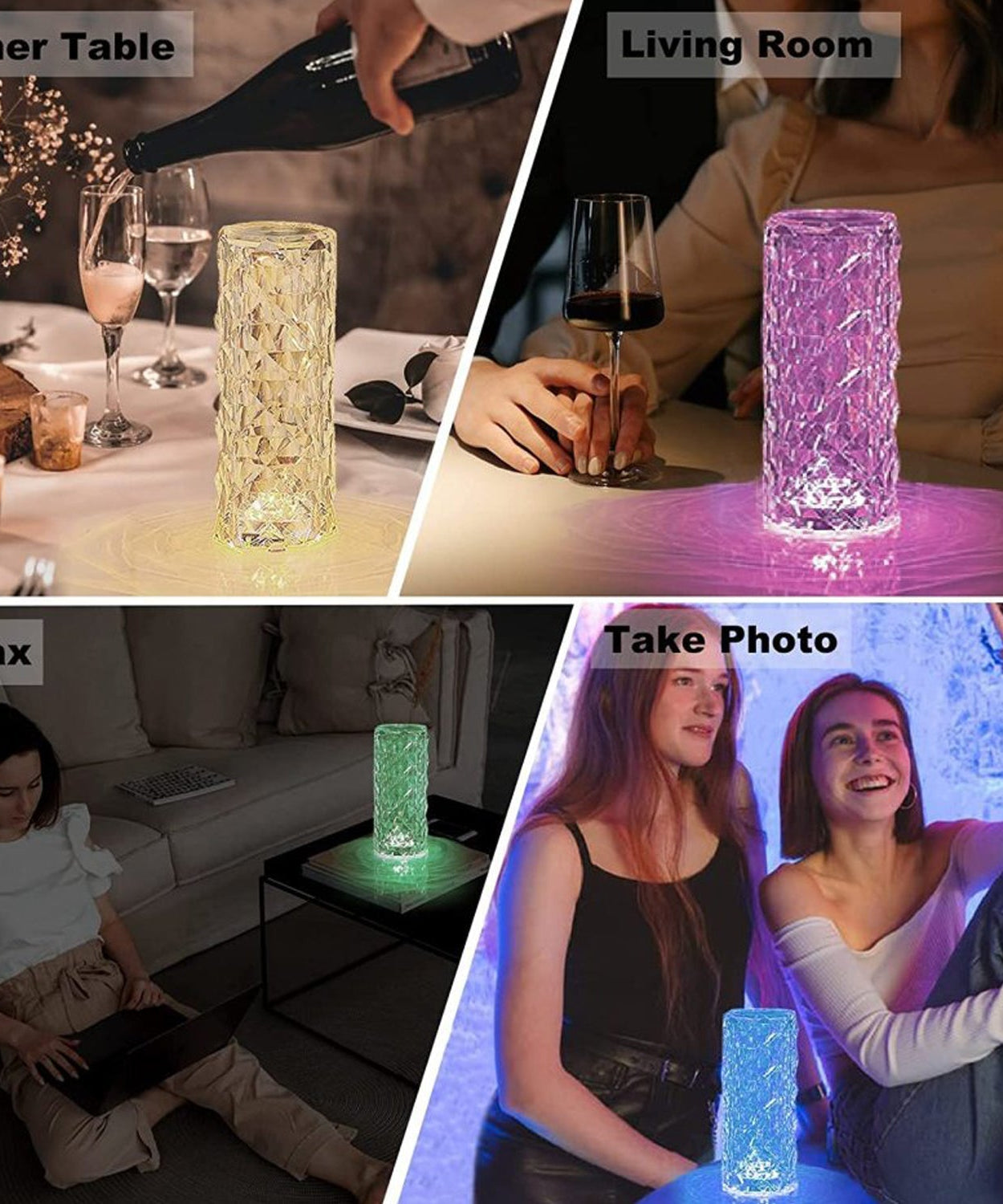 Crystal Touch Night Light for Bedroom Decor (16 Colors, Remote, USB)