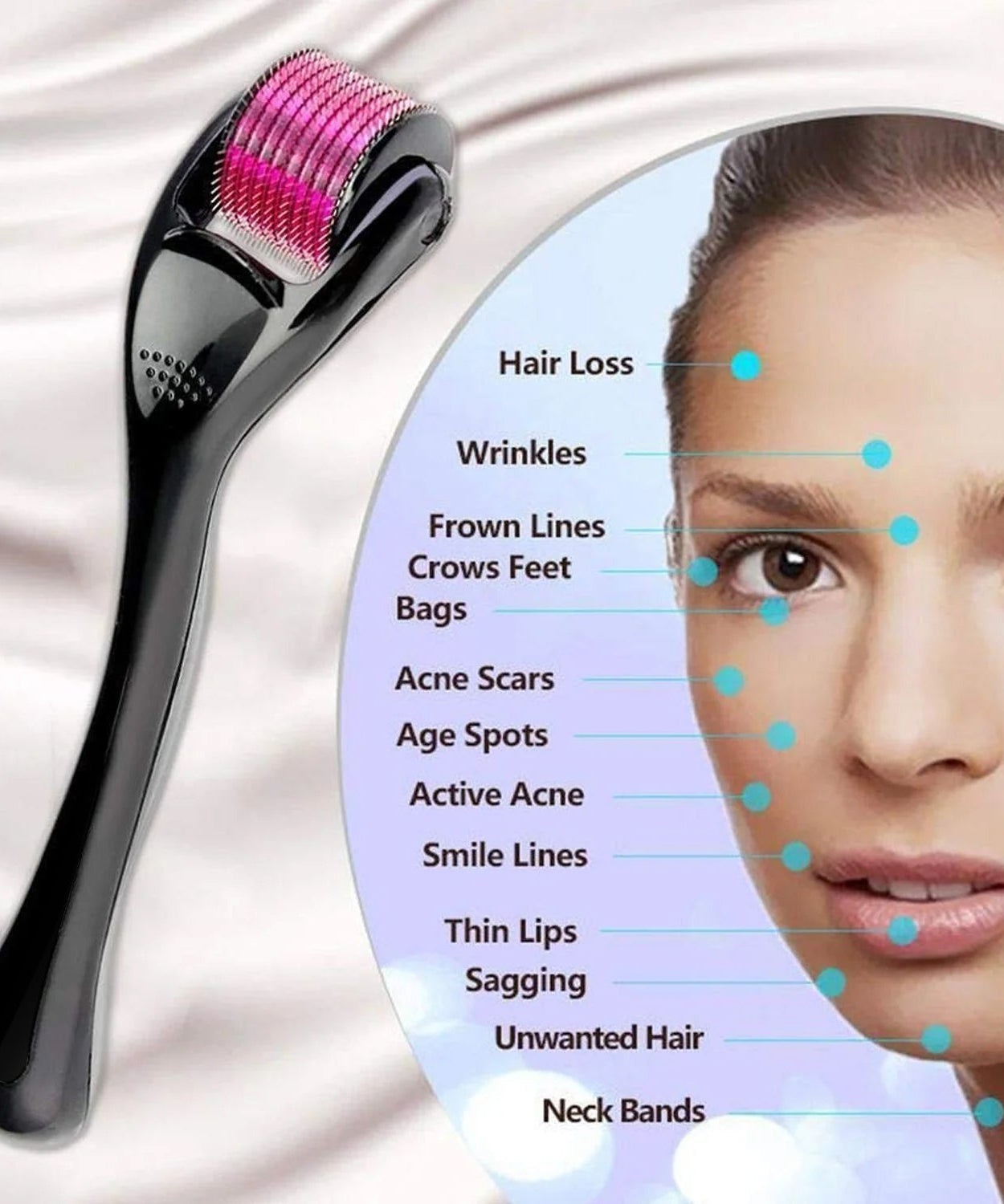 Derma Roller Anti Ageing and Facial Scrubs & Polishes Scar Removal Hair Regrowth (2 MM)