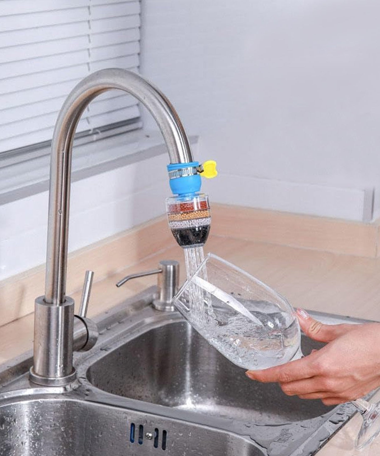 Water Faucet, Clean Purifier Filter Cartridge Water Tap, Upgrade Universal Interface Faucet Filter (Six Layer Purifier)