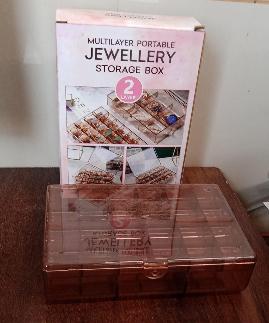 2 layer Acrylic Jewelry Storage Box Dustproof Earring Box, Storage Box Portable Nail Art Storage Case, 24-Grid Small and 6-Grid Big case Makeup Vanity Box (1 Pc / 30 Compartment)