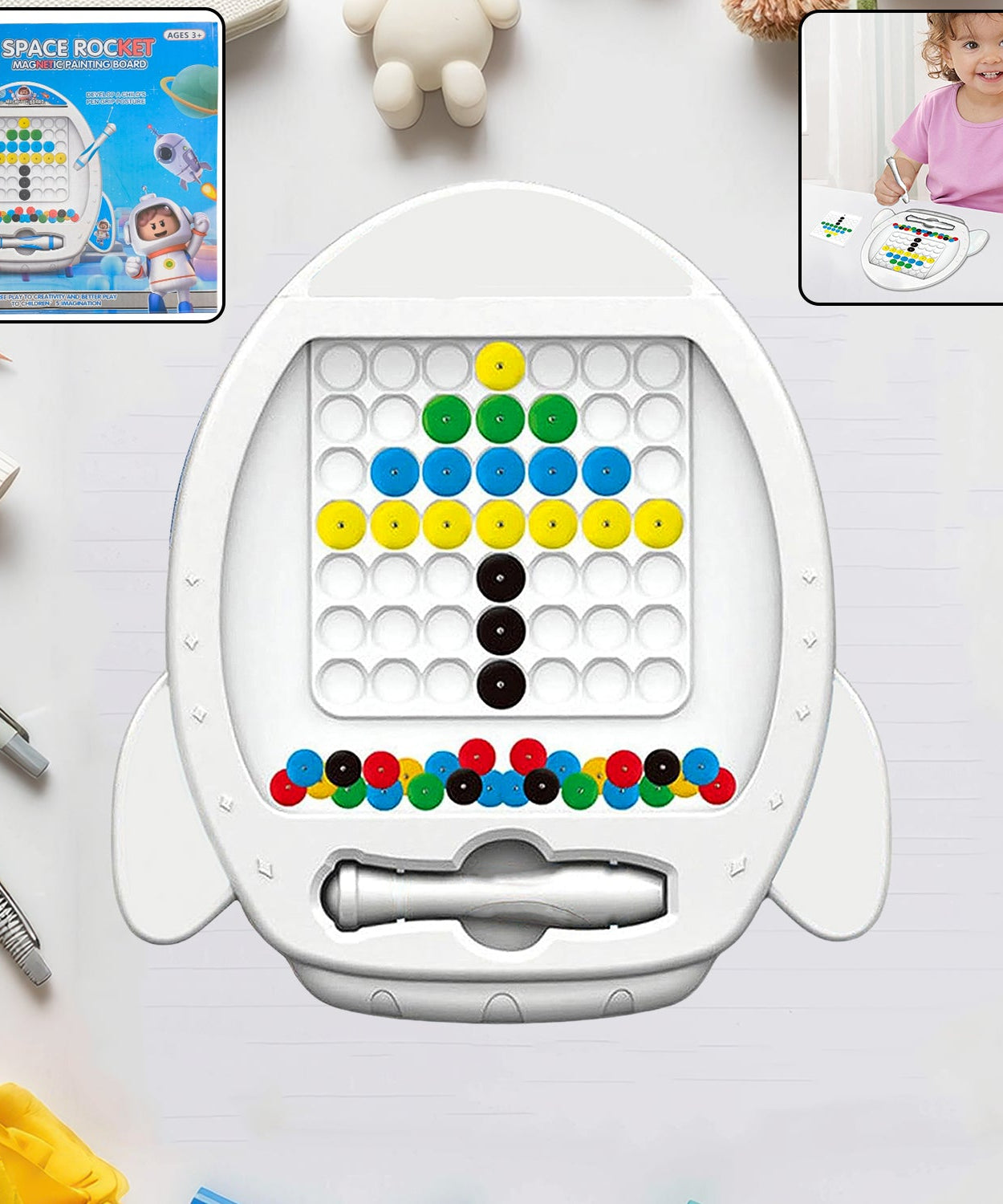 Space Rocket Magnetic Painting Board for Kids