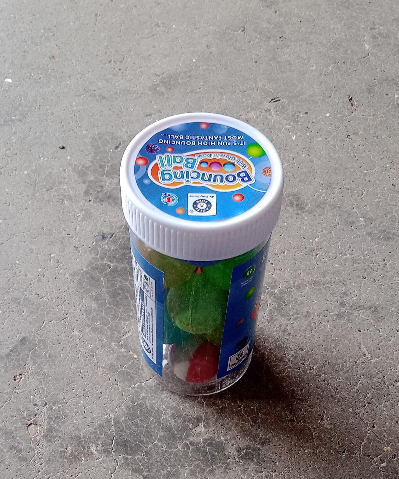 Detailed view of bouncy balls showing their texture and vibrant hues.