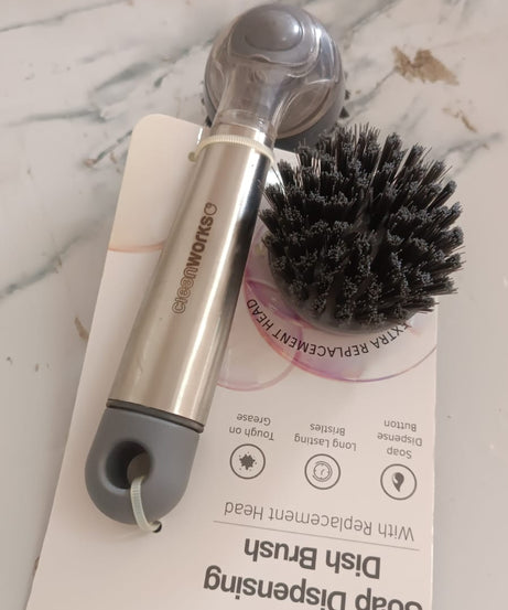 Cleaning Brushes Set, Scrub Brush Bathroom Brush, Long Handle Liquid Dispenser Pot Washing Brush