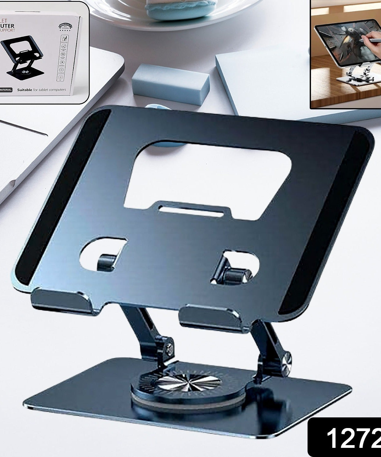 Aluminum Alloy 360°Rotating Bracket, Adjustable Laptop Stand, Portable Foldable Ergonomic Laptop Support