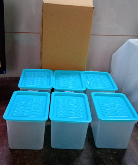Air Tight Unbreakable Big Size 1100 ml Square Shape Kitchen Storage Container (Set of 6)