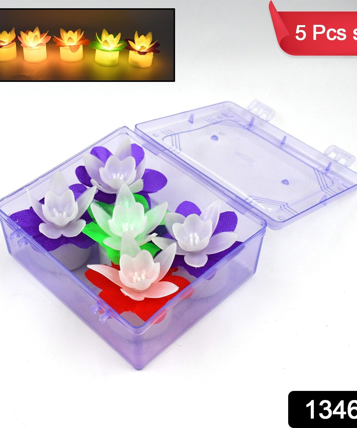 Decoration Candles/Led Diwali Decor Lotus Flower Candle, Diwali (5 Pc)