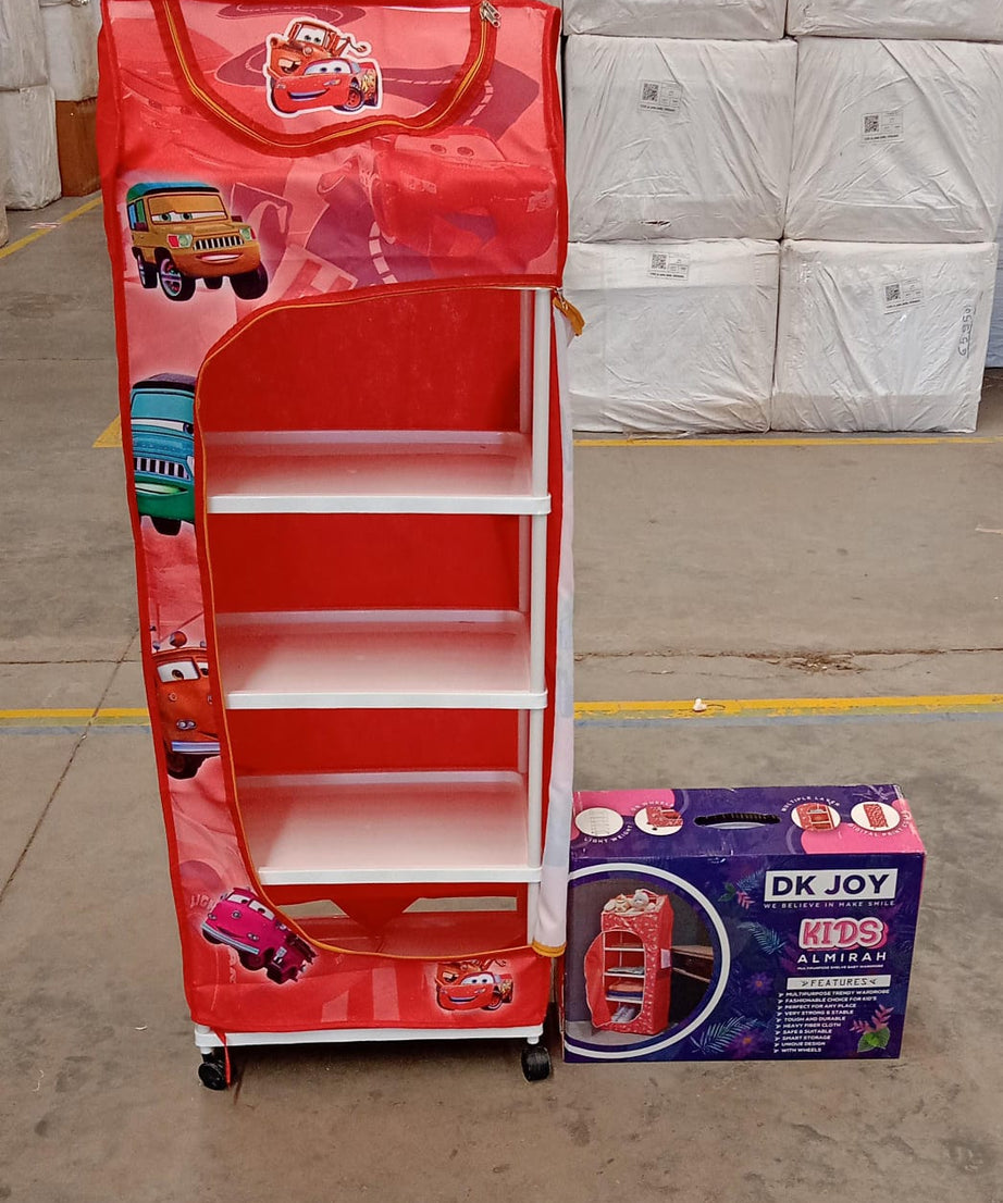 Multi Purpose Foldable Baby Wardrobe / Toy Box 5 Shelves Cartoon Printed