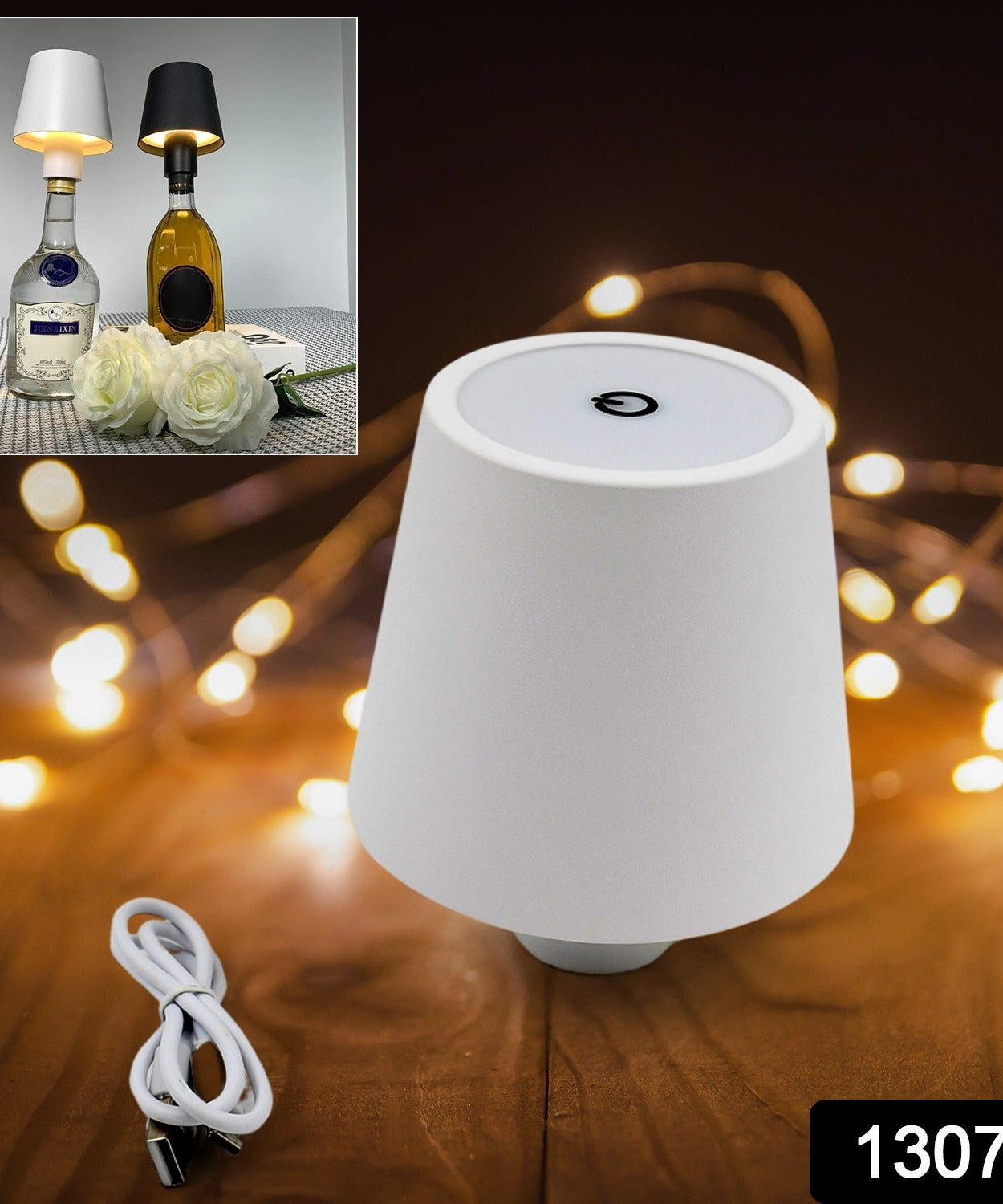 USB Rechargeable LED Bottle Lamp – 3 Color Dimmable Wireless Table Light for Home & Bar (1 Pc)