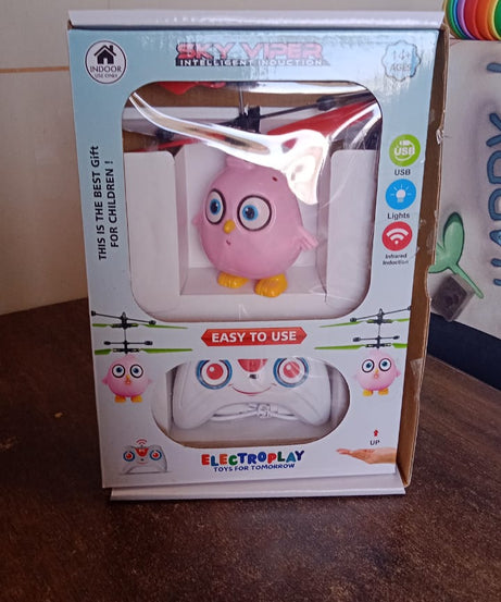 Electroplay Flying Bird RC Toy with LED & Remote Control – Pink Owl Design (1 Set)