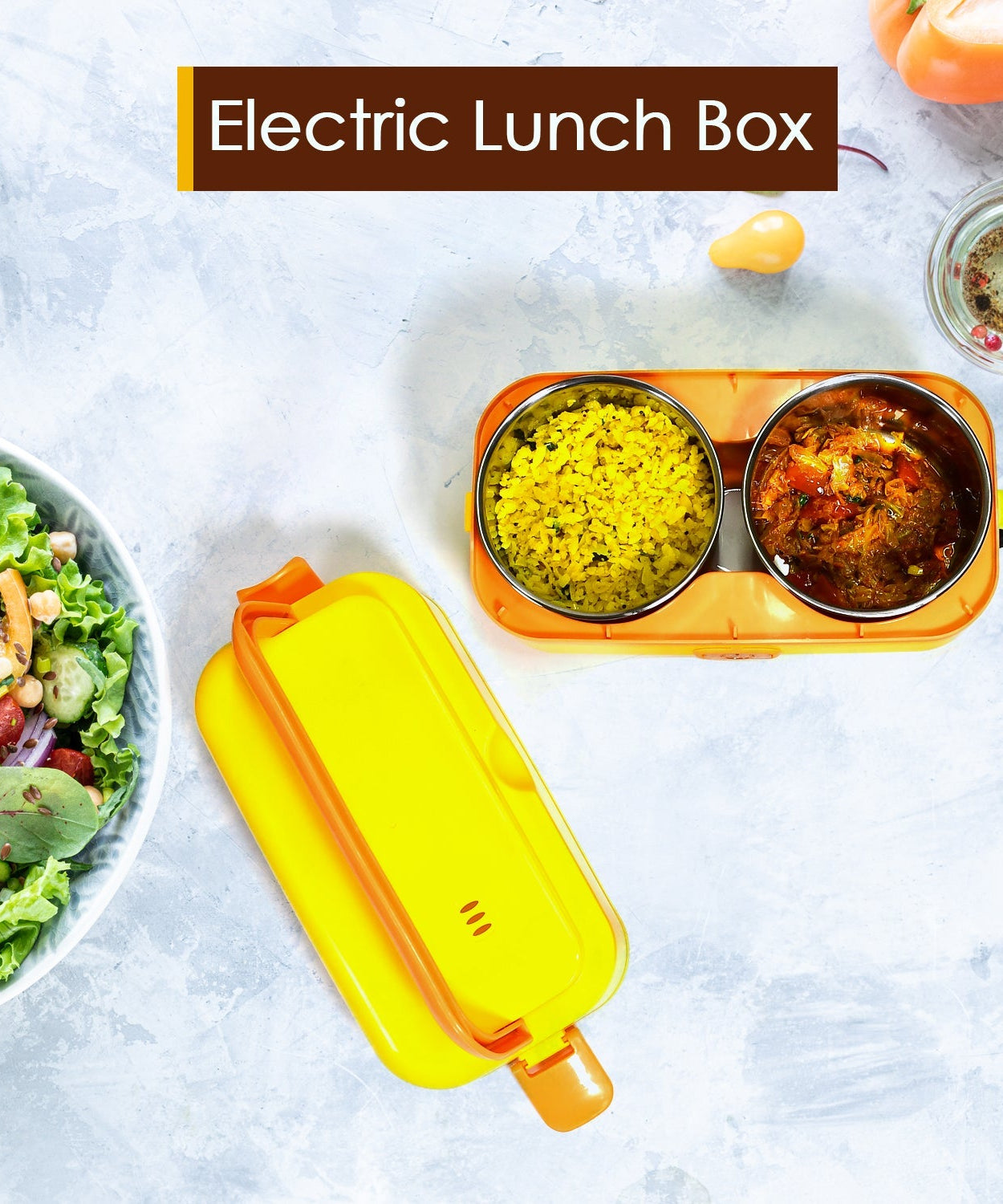 Electric lunch box with single removable container