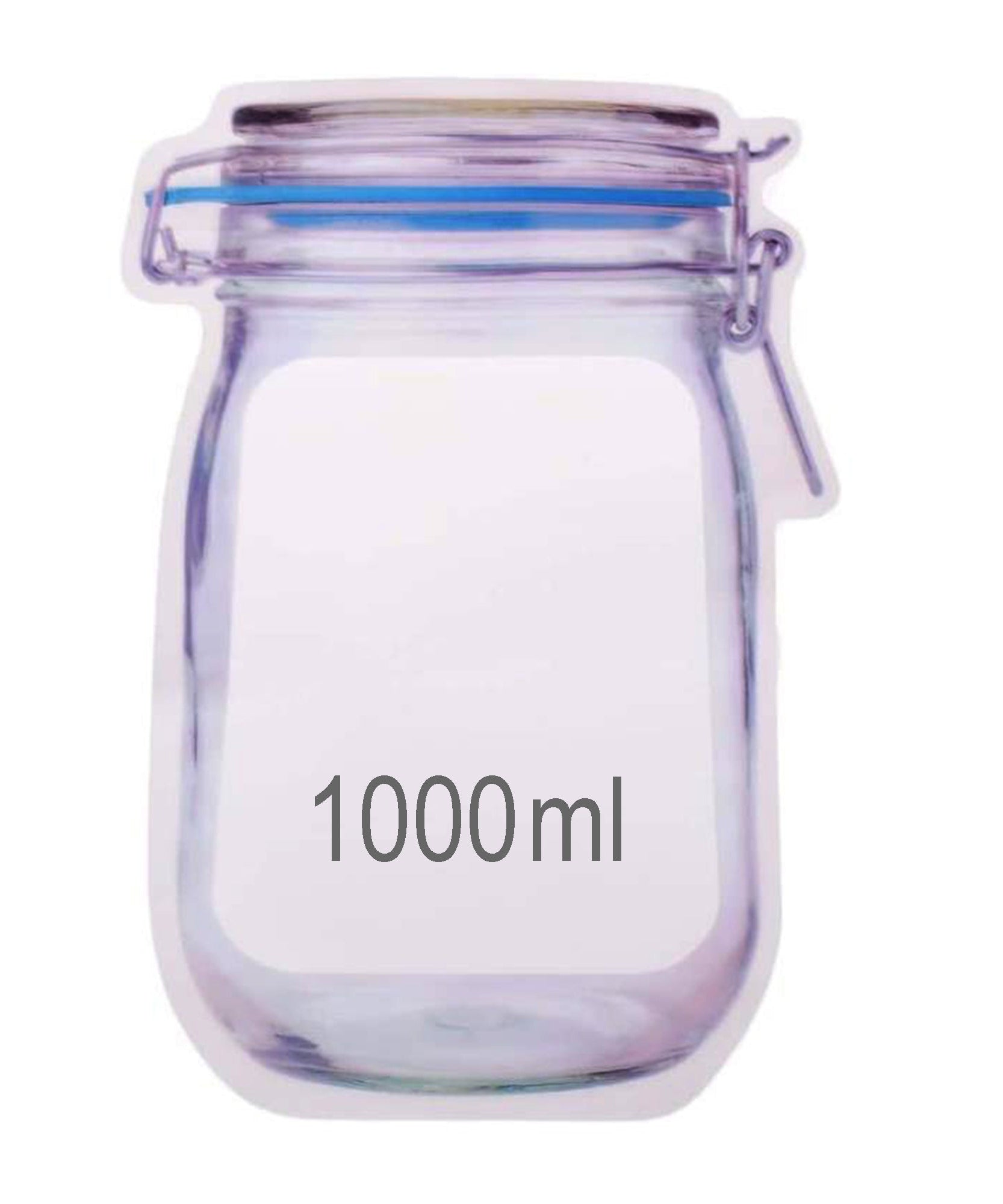 1000ml airtight plastic food storage jar with zipper.