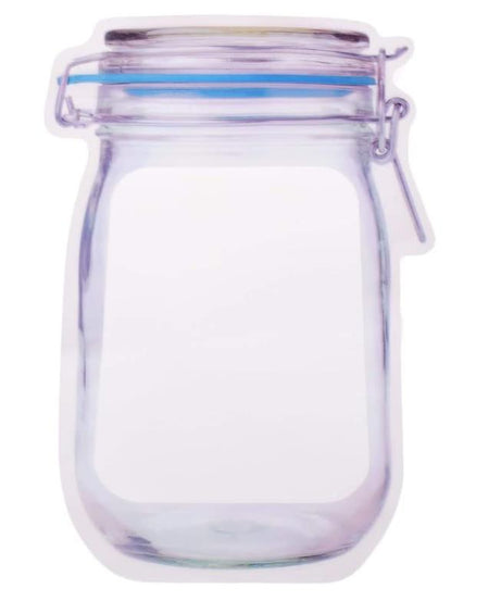 Airtight plastic food storage jar with zipper, 1000ml capacity.