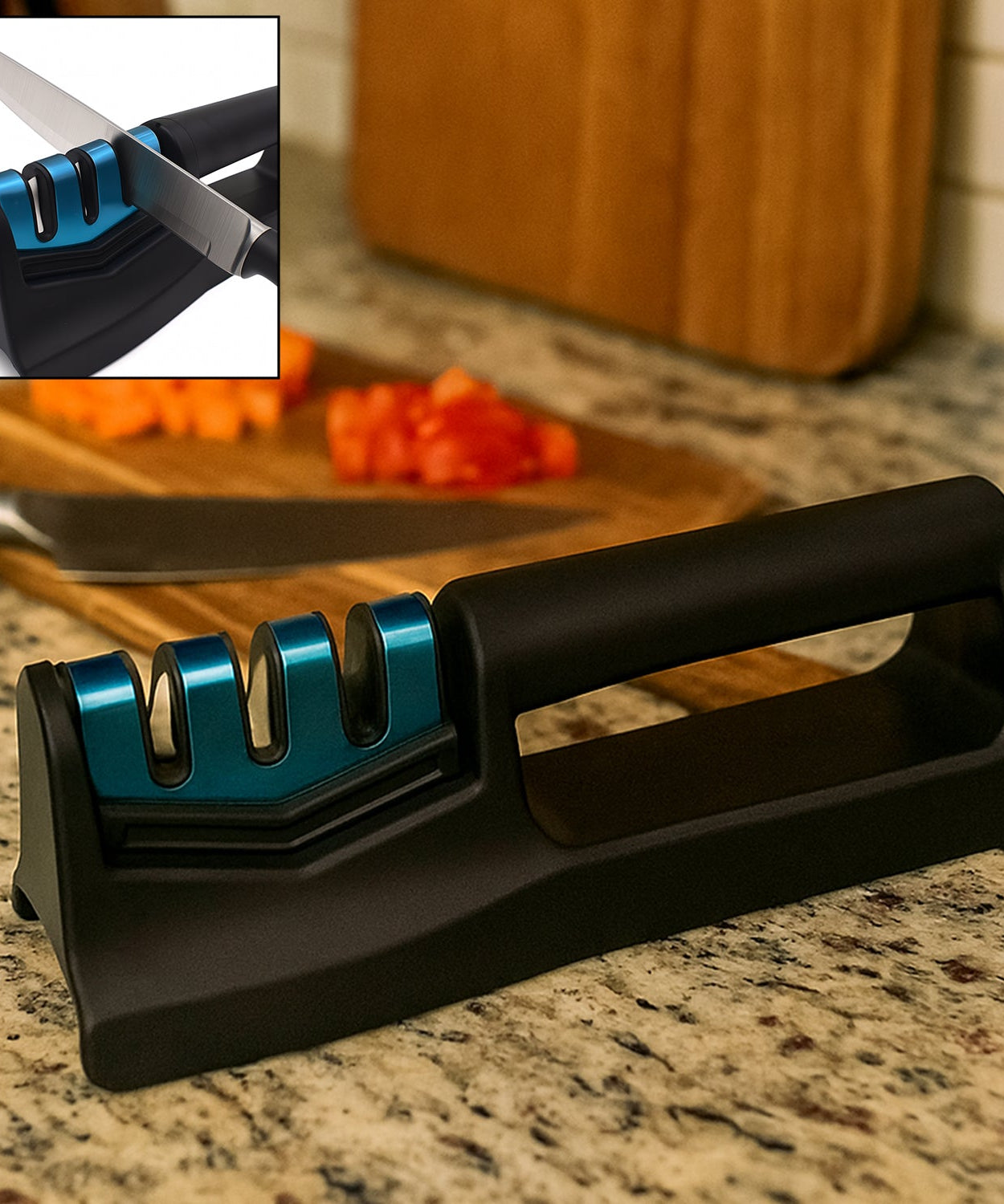 Kitchen Knife Sharpener – Handheld for Chefs & Serrated Knives (1 Pc, Chopper Not Included)