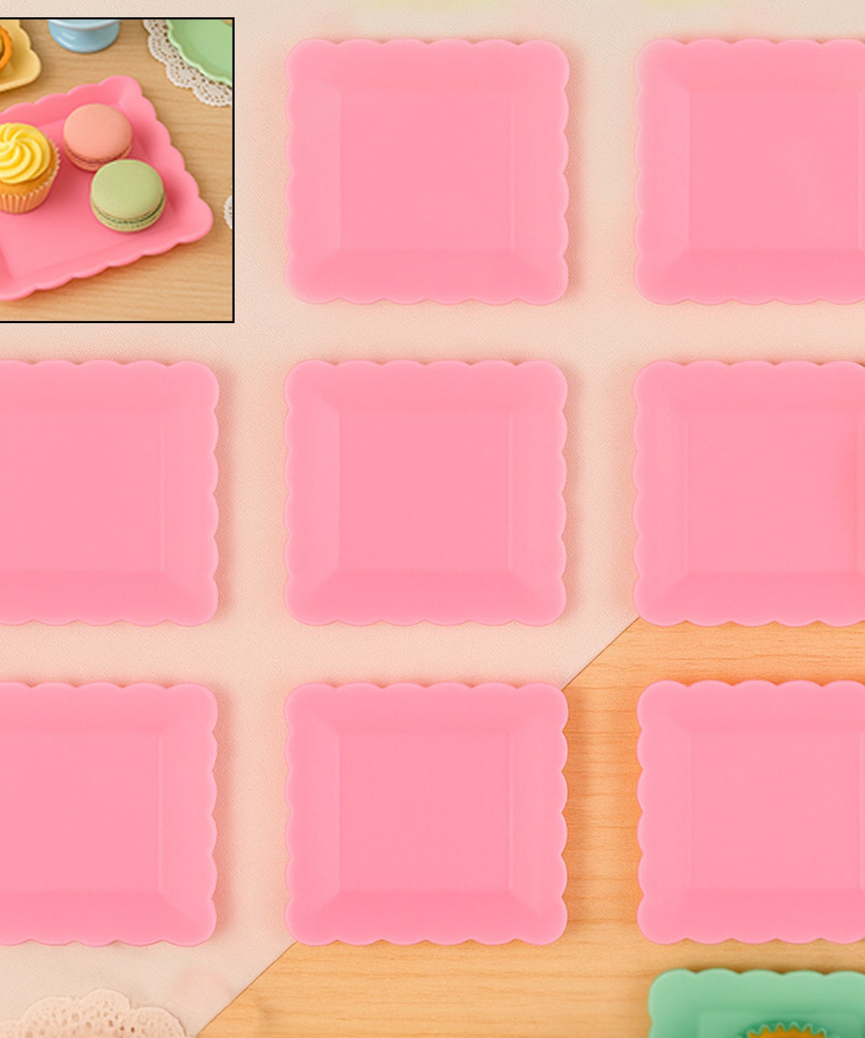 Square Plastic Dinner Plate Snacks / Breakfast, Restaurant Serving Trays Home School Coffee Hotel Kitchen Office (8 Pcs Set)