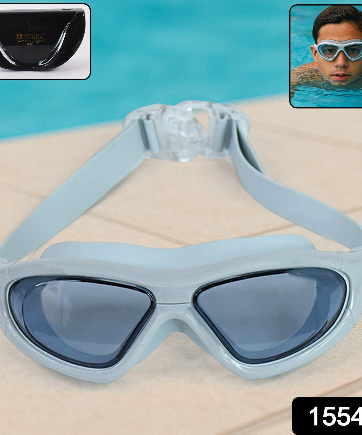 Knx Premium Wide Vision Swimming Goggles With protective hard case (1 Pc)