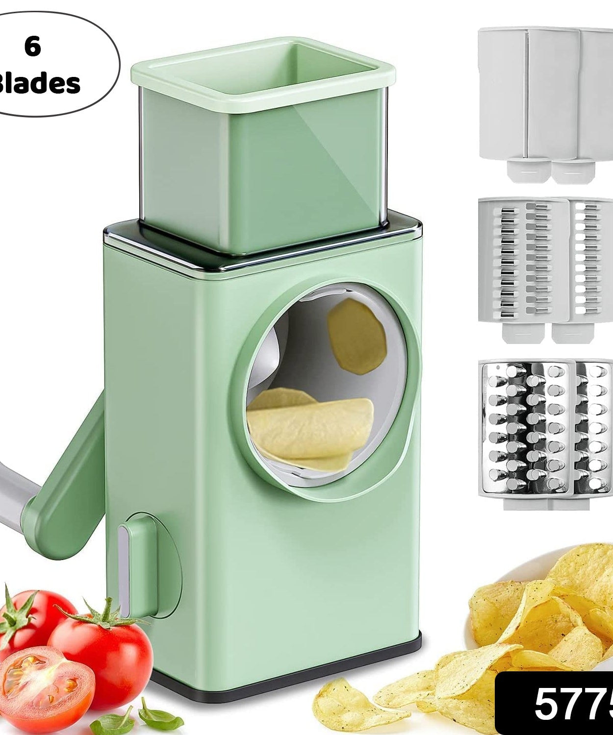 Stainless Steel Vegetable Chopper with 6 Blades - Kitchen Mandoline Slicer