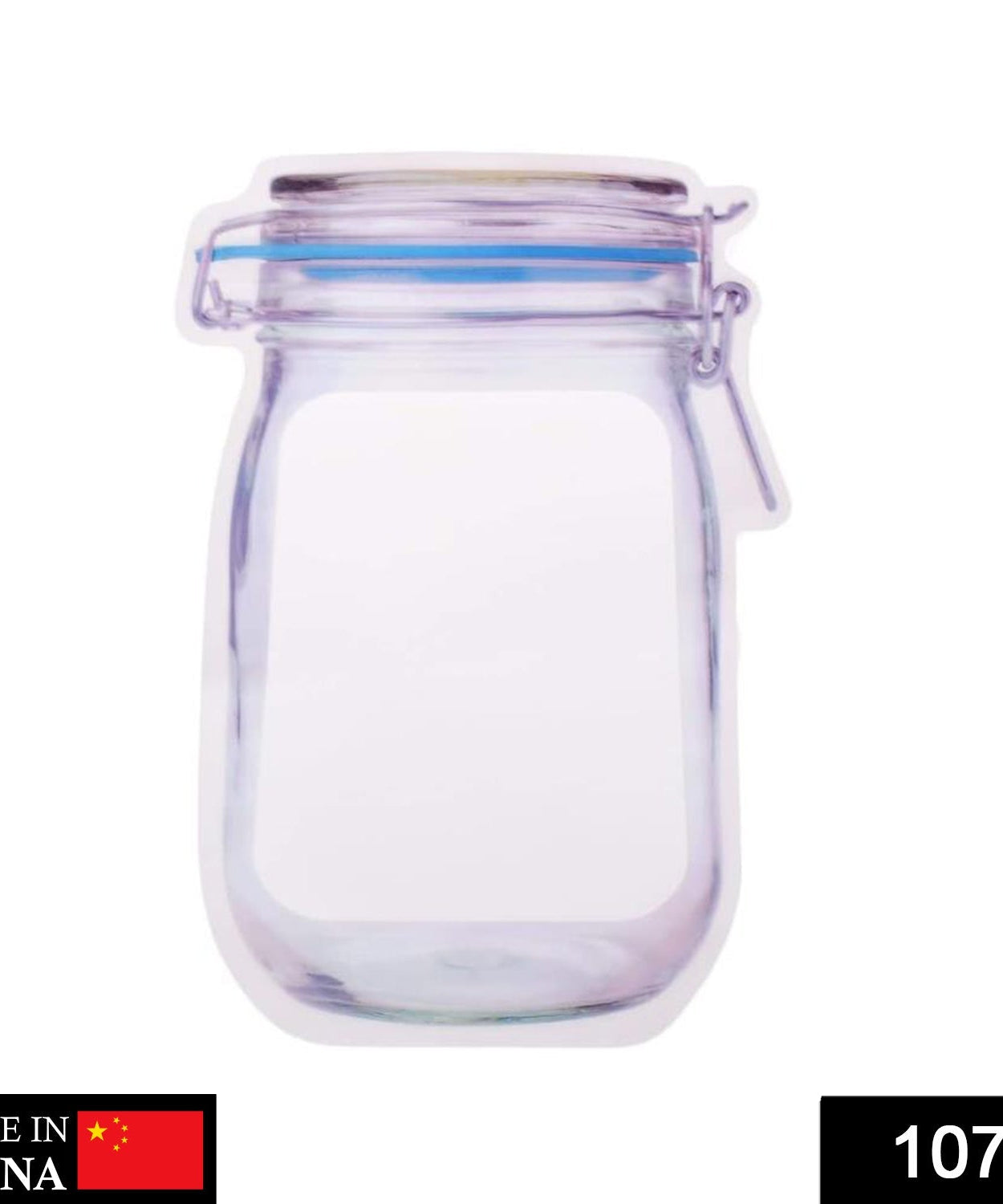 Plastic food storage jar with airtight seal and zipper, 1000ml.
