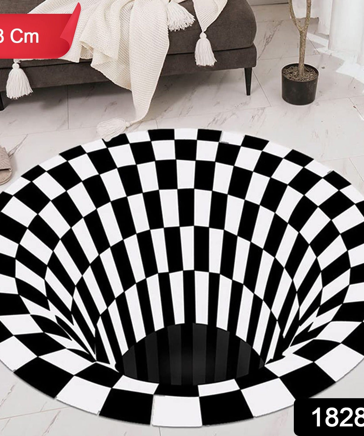 3D Space Round Carpet, Floor Mat Non-Woven Doormat 