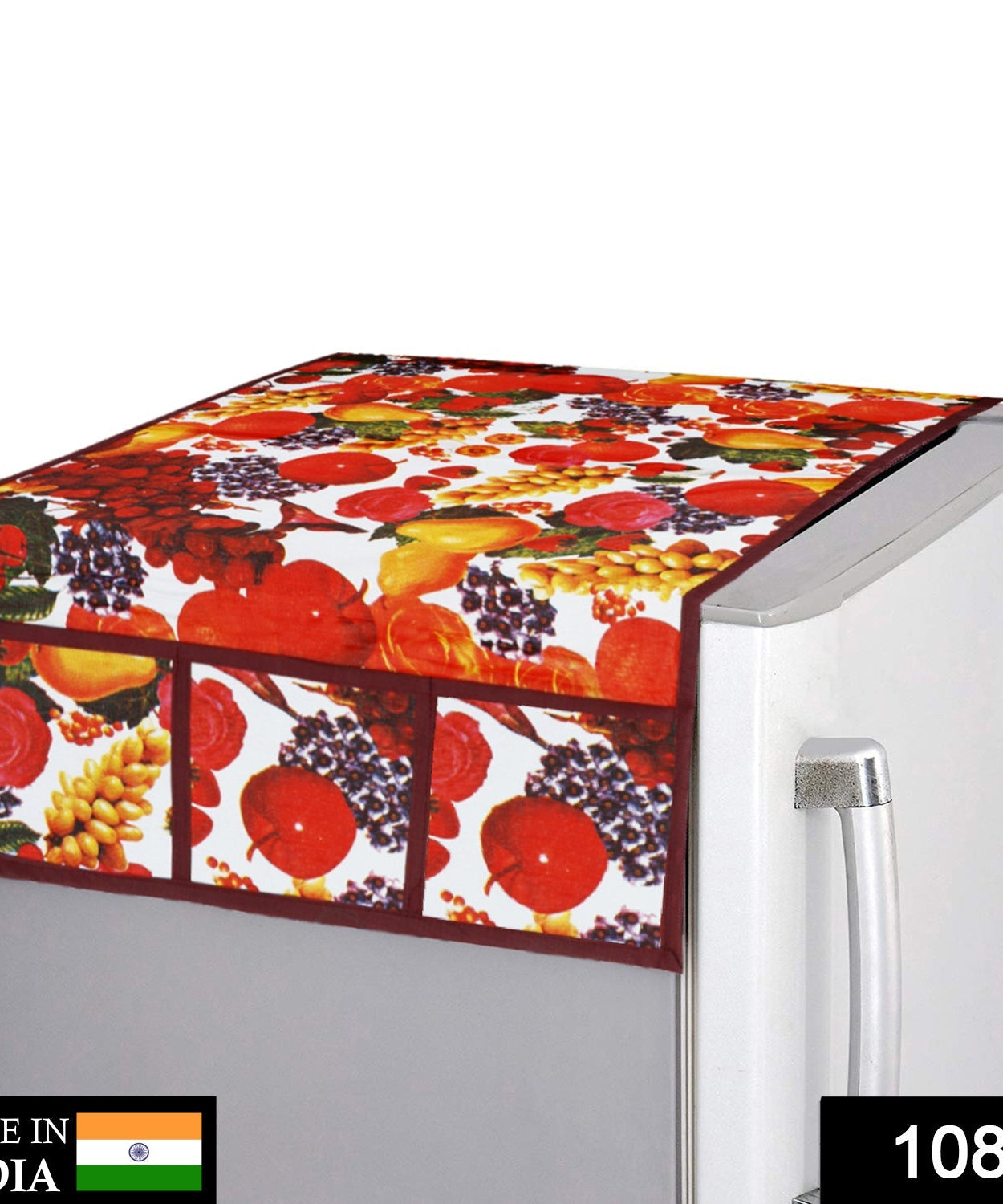 Fridge top cover featuring a fruit design, suitable for kitchen decor.
