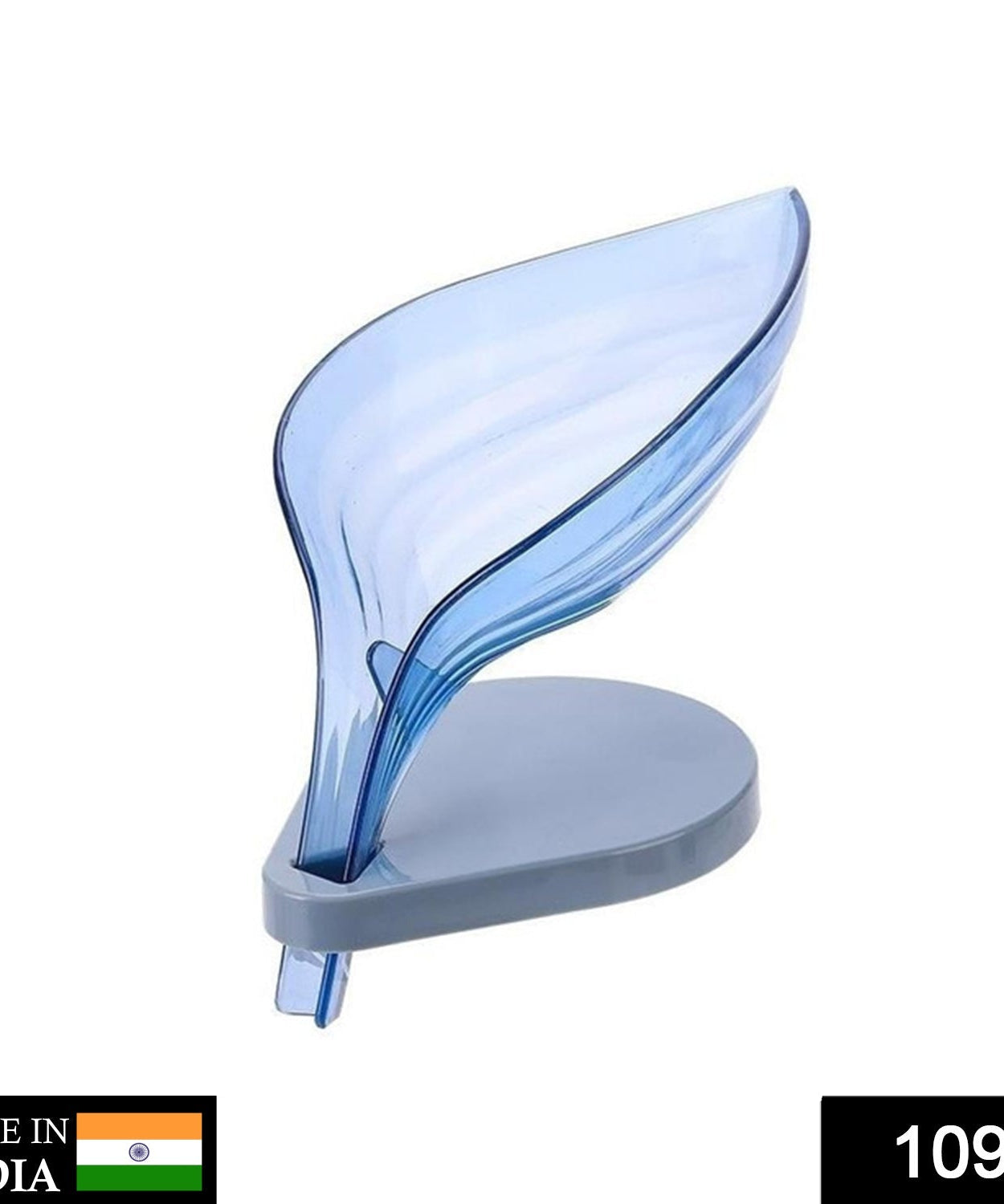 Stylish leaf soap holder for bathroom sinks.