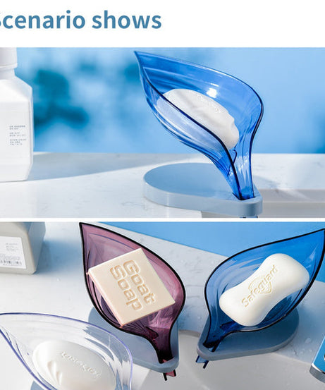 Modern leaf-shaped soap dish for bathrooms.