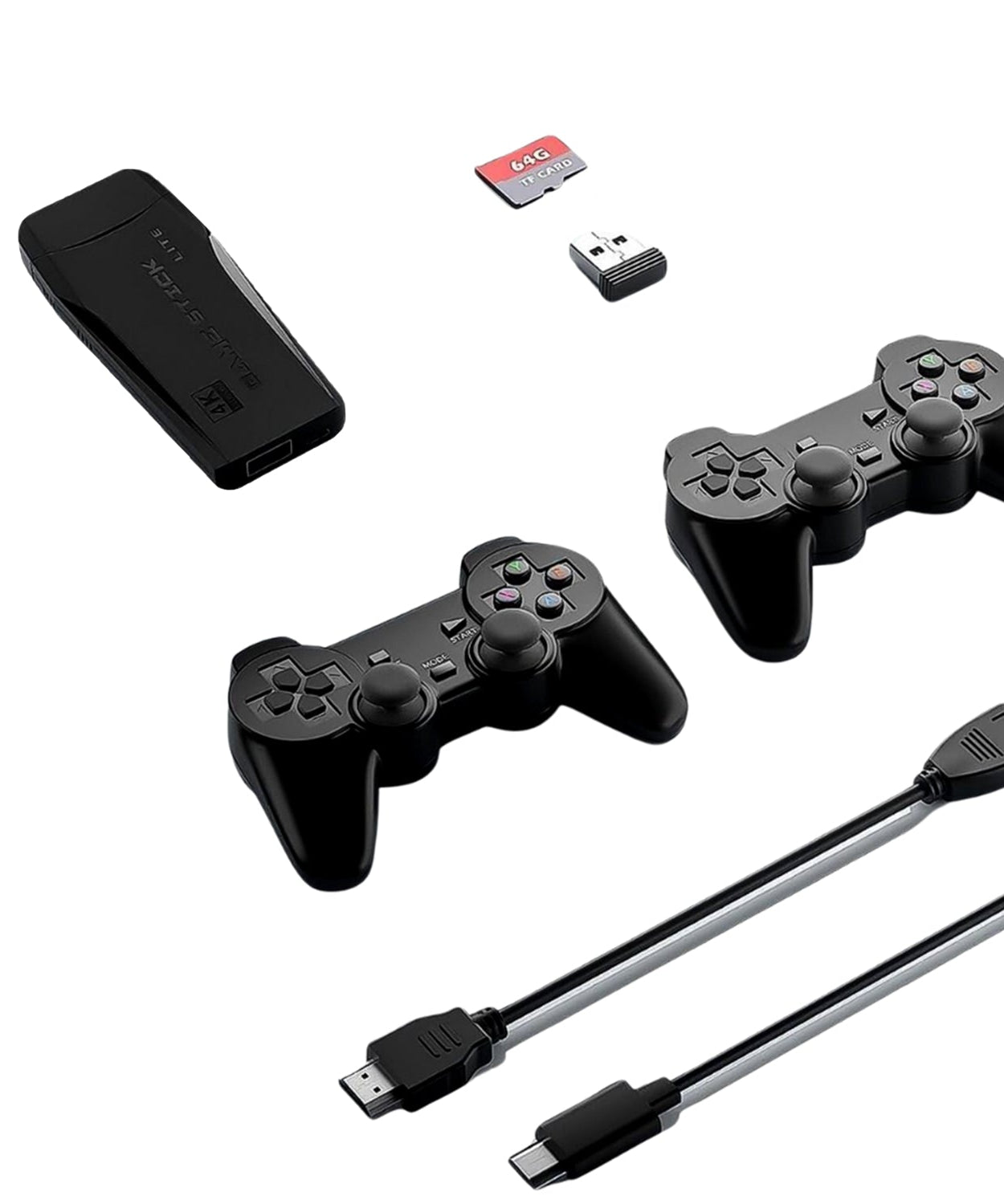 Wireless Controller Gamepad with 10,000+ Games, 4k Ultra HD Game Sticks Output, and 2.4GHz Wireless Controller Video Games with 64gb Memory Card (1 Set)