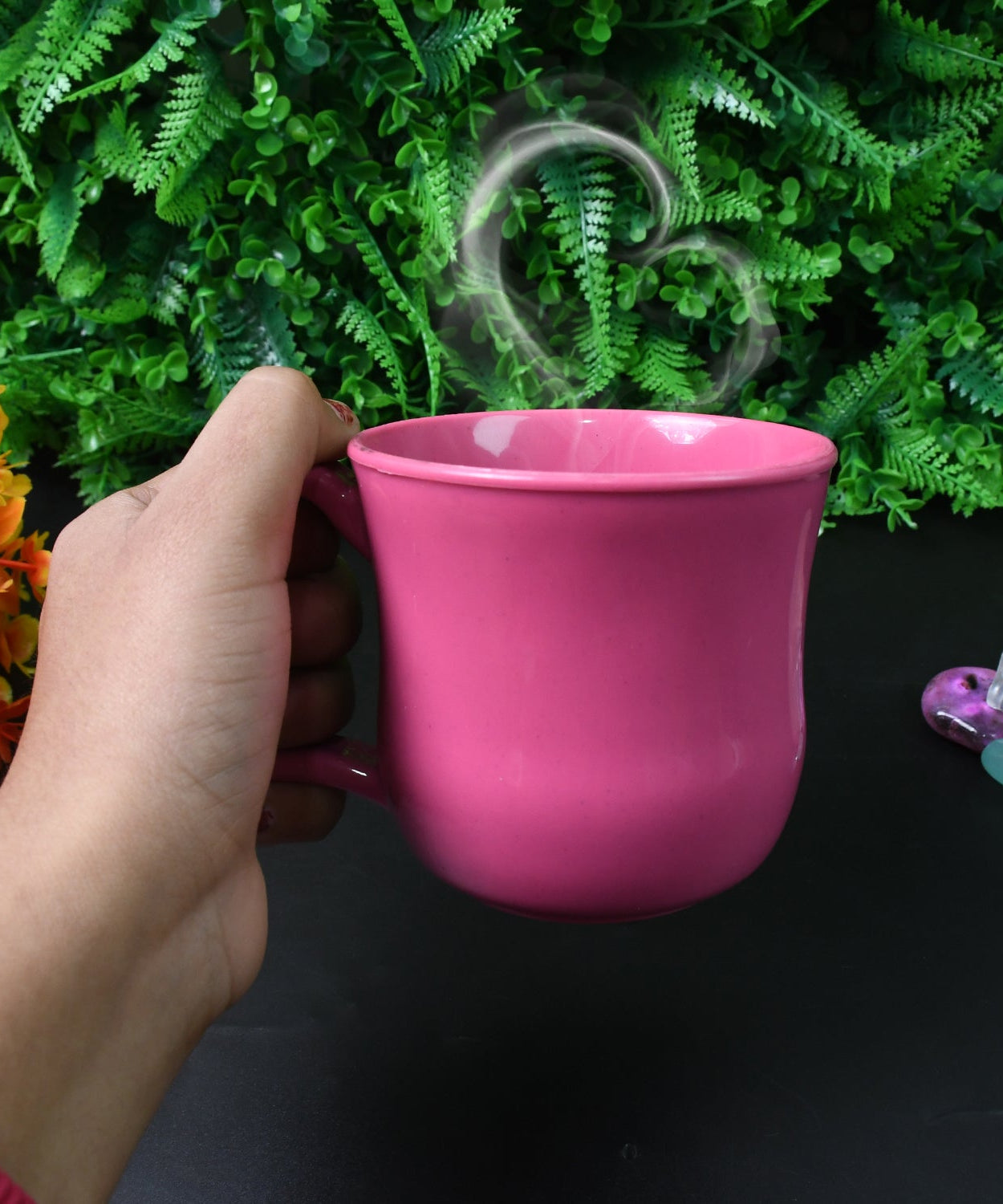 Premium Plastic Coffee / Tea Cups / Mug with Handle (1 Pc / Loose / Mix Color)