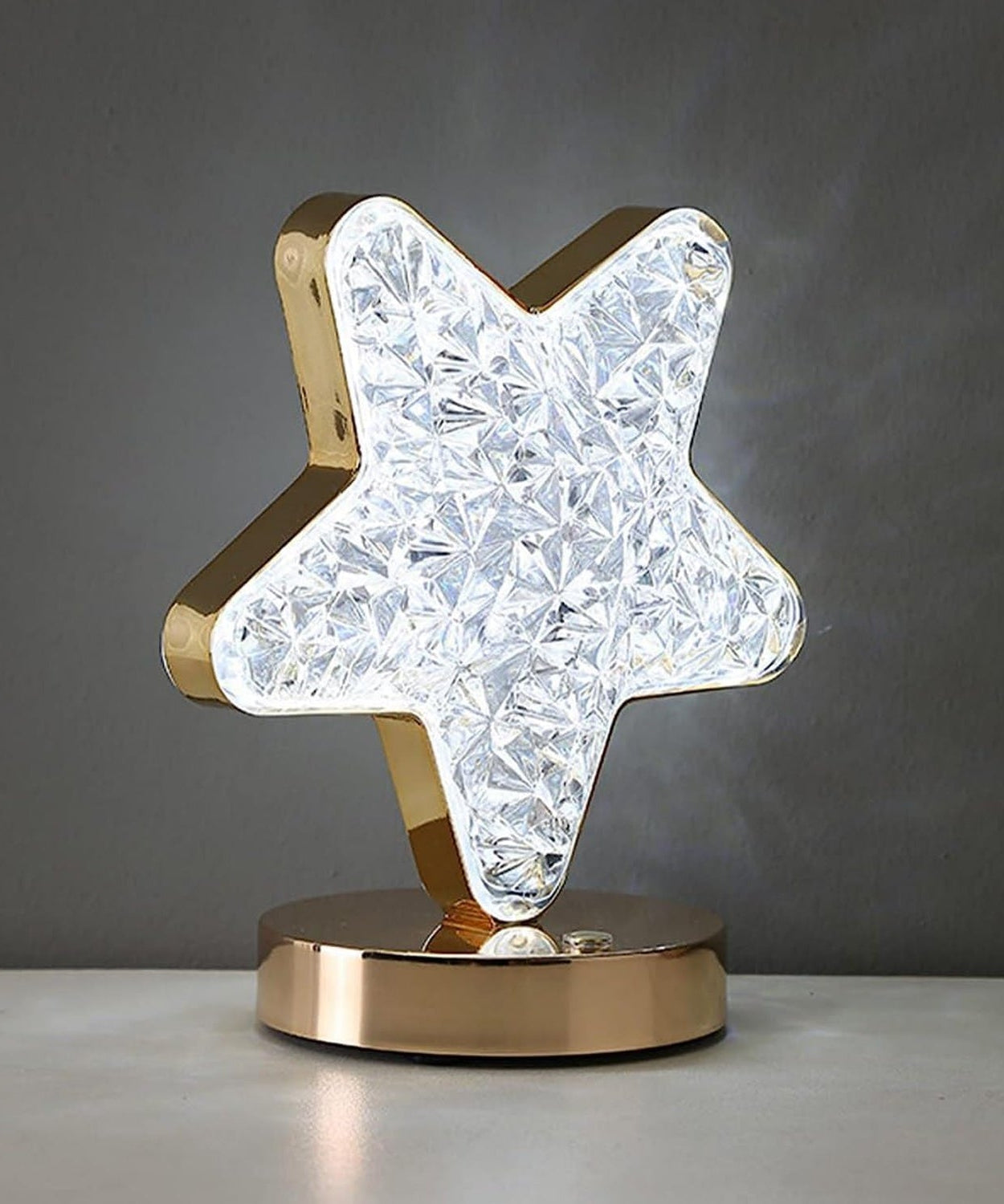 Star Crystal Diamond Touch Lamp – USB Rechargeable, 3-Way Dimmable